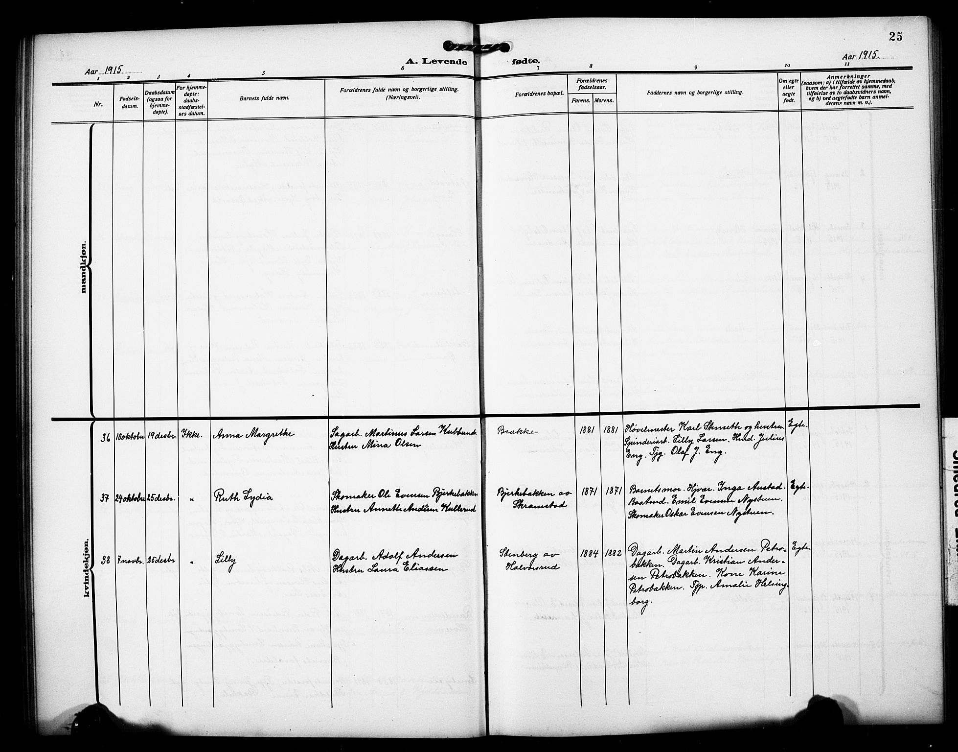 Østre Toten prestekontor, AV/SAH-PREST-104/H/Ha/Hab/L0008: Klokkerbok nr. 8, 1913-1929, s. 25