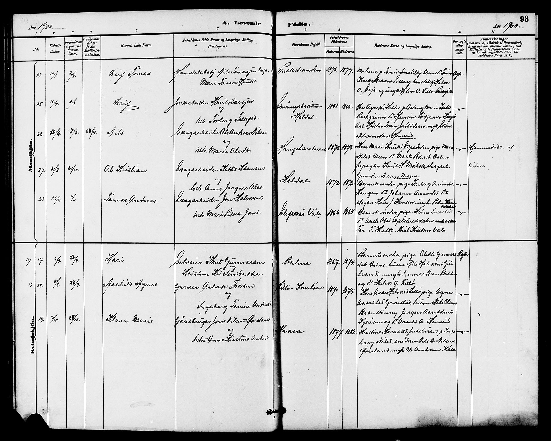 Drangedal kirkebøker, AV/SAKO-A-258/G/Ga/L0003: Klokkerbok nr. I 3, 1887-1906, s. 93
