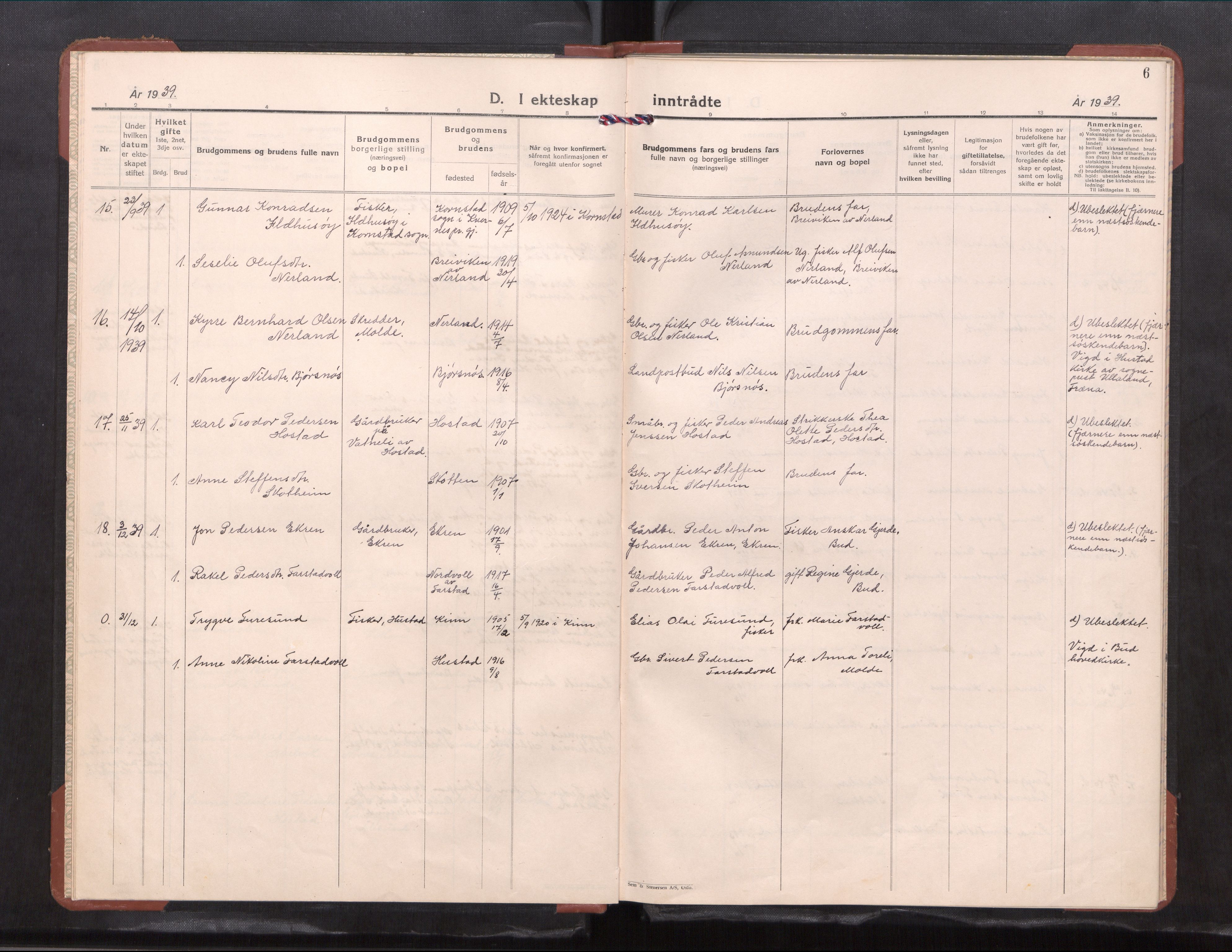 Ministerialprotokoller, klokkerbøker og fødselsregistre - Møre og Romsdal, AV/SAT-A-1454/567/L0787: Klokkerbok nr. 567---, 1939-1954, s. 6