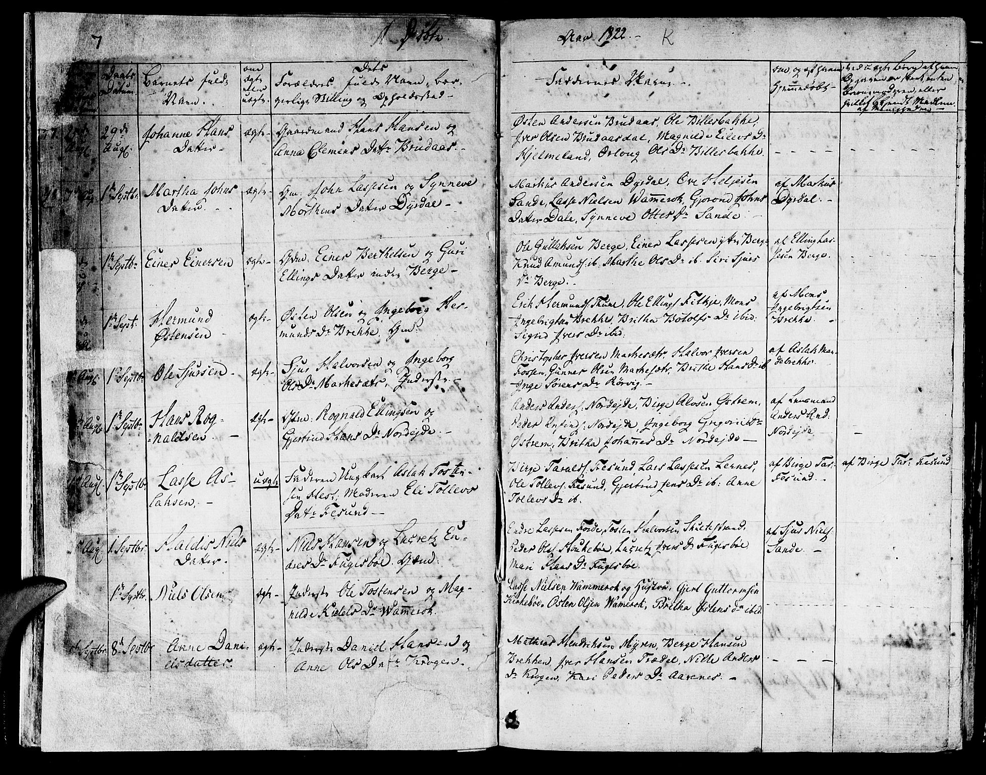 Lavik sokneprestembete, SAB/A-80901: Ministerialbok nr. A 2I, 1821-1842, s. 7