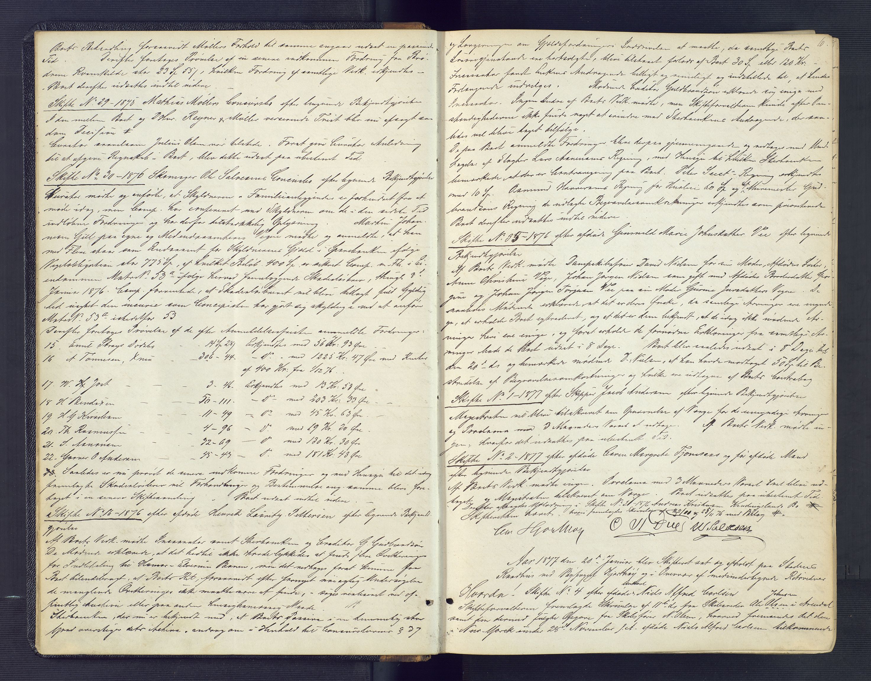 Kristiansand byrett, AV/SAK-1223-0001/H/Hc/L0041: Skifteforhandlingsprotokoll nr. 1, med register, 1876-1880, s. 6
