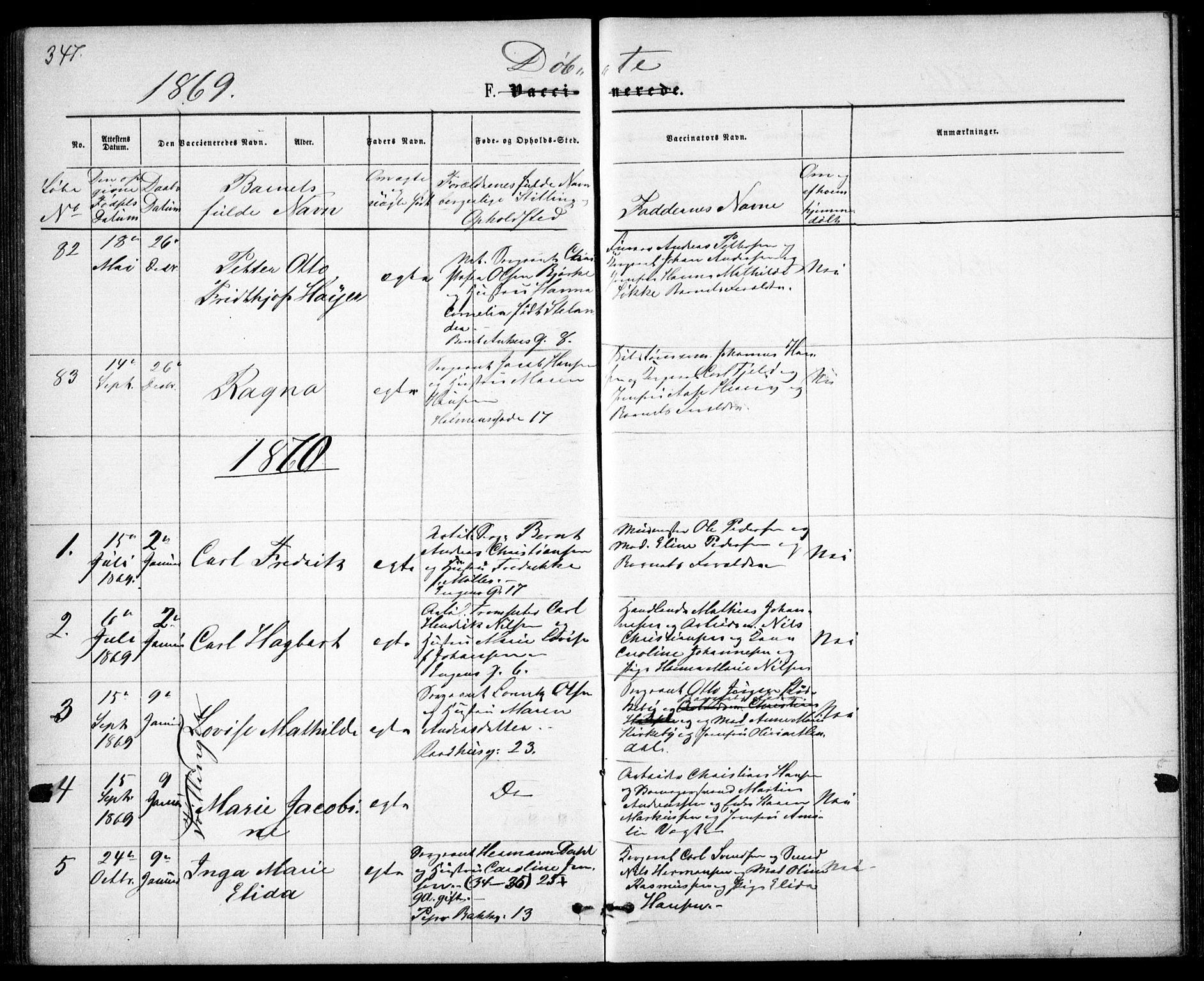 Garnisonsmenigheten Kirkebøker, AV/SAO-A-10846/G/Ga/L0006: Klokkerbok nr. 6, 1860-1880, s. 347