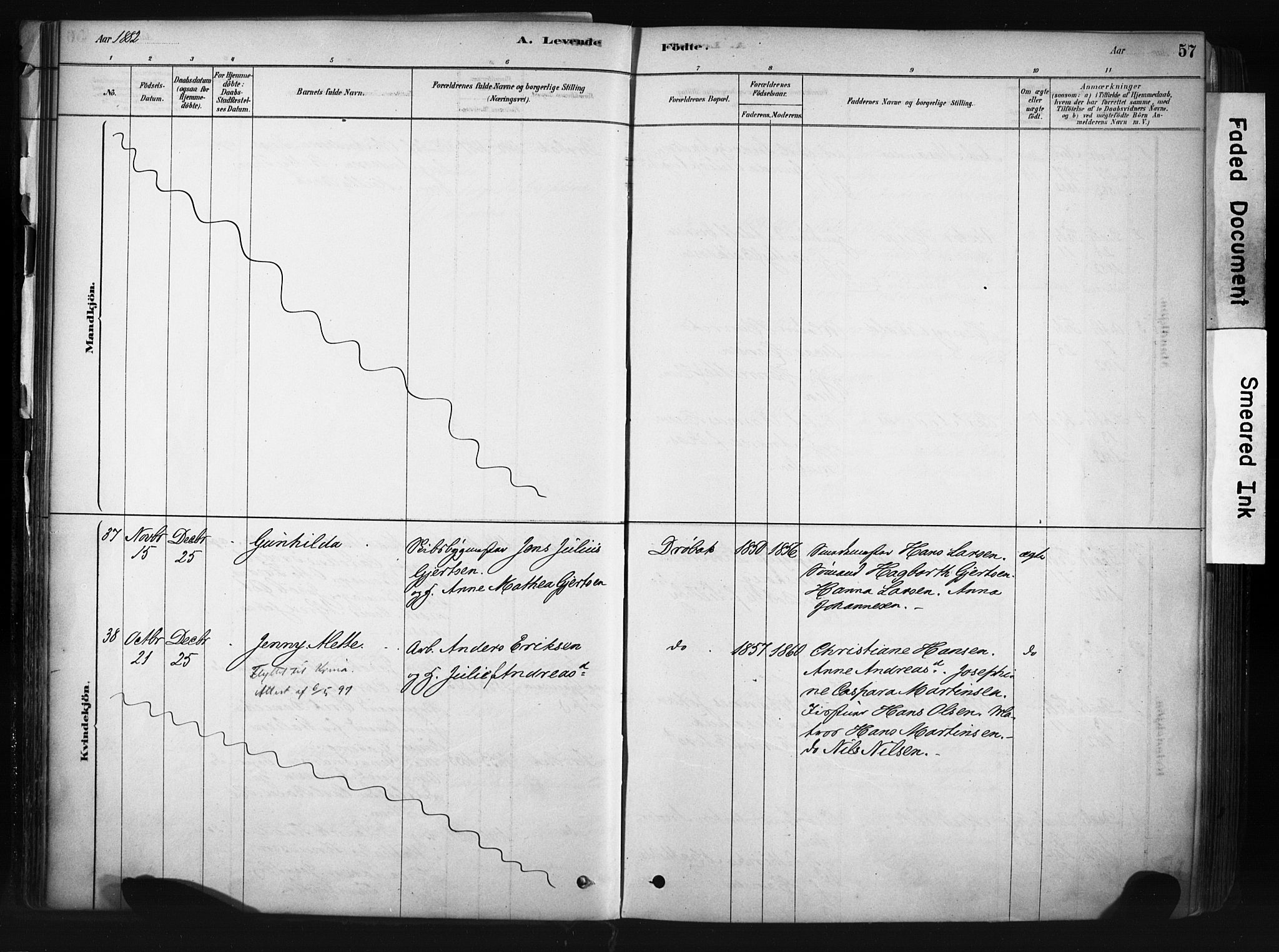 Drøbak prestekontor Kirkebøker, AV/SAO-A-10142a/F/Fb/L0001: Ministerialbok nr. II 1, 1878-1891, s. 57