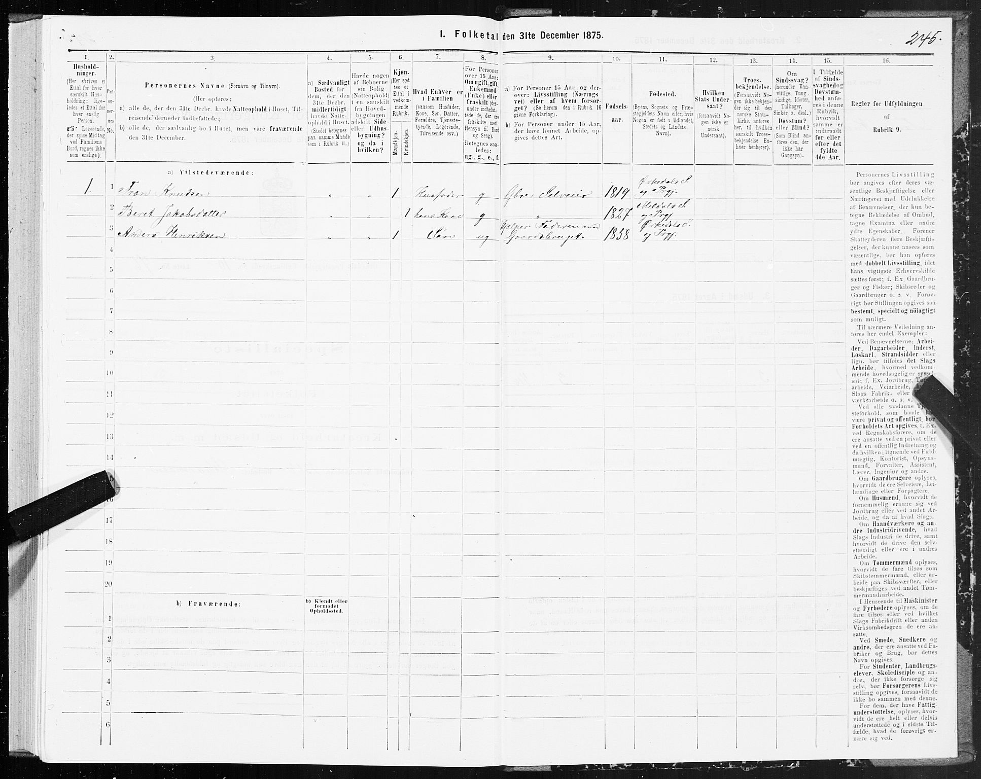 SAT, Folketelling 1875 for 1638P Orkdal prestegjeld, 1875, s. 5245