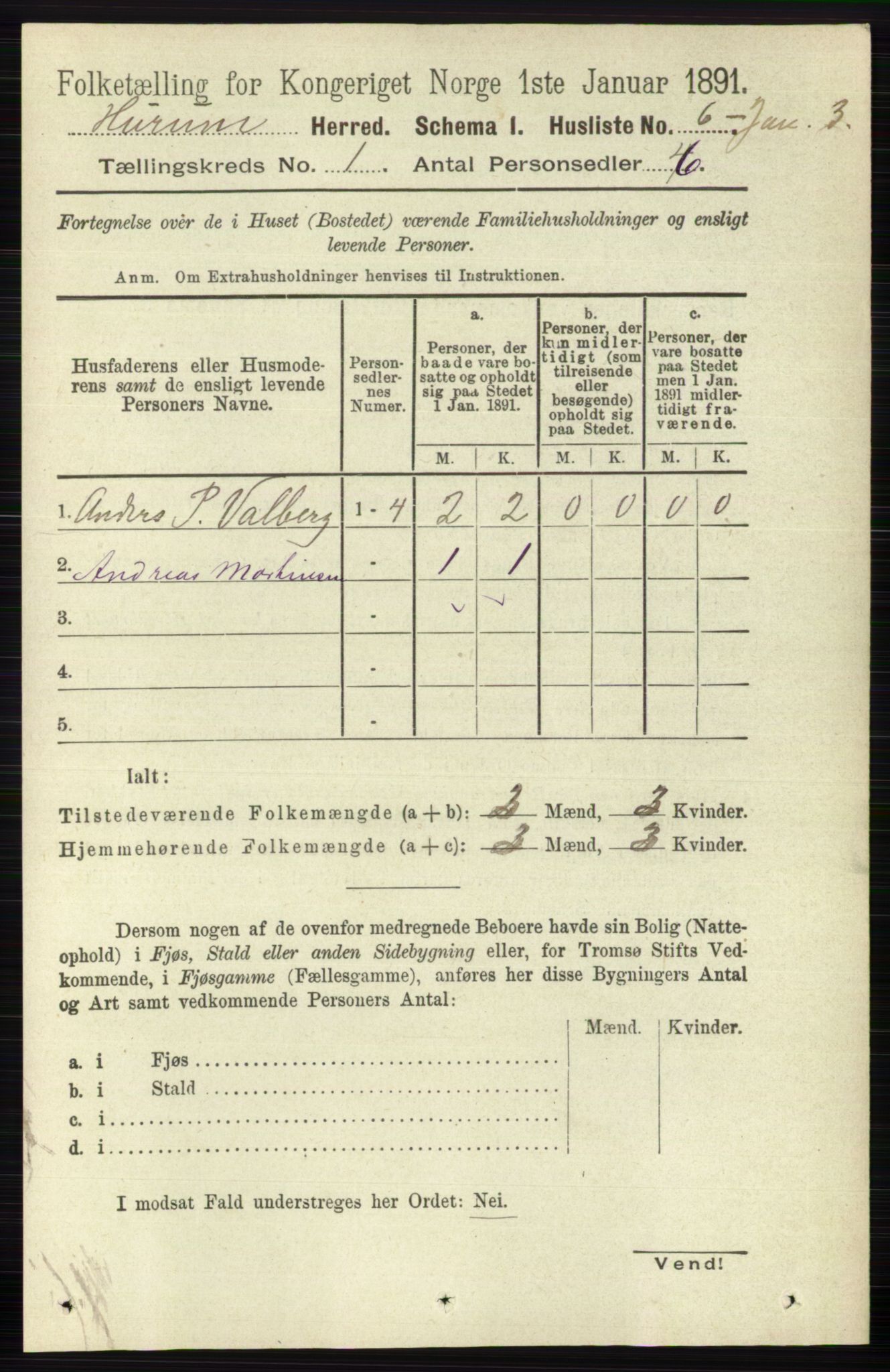 RA, Folketelling 1891 for 0628 Hurum herred, 1891, s. 30