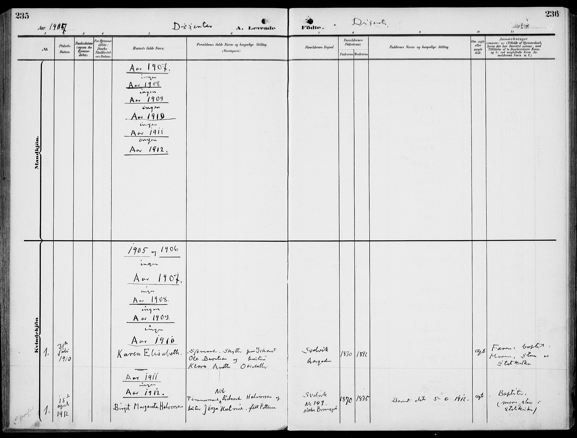 Strømm kirkebøker, AV/SAKO-A-322/F/Fb/L0002: Ministerialbok nr. II 2, 1900-1919, s. 235-236