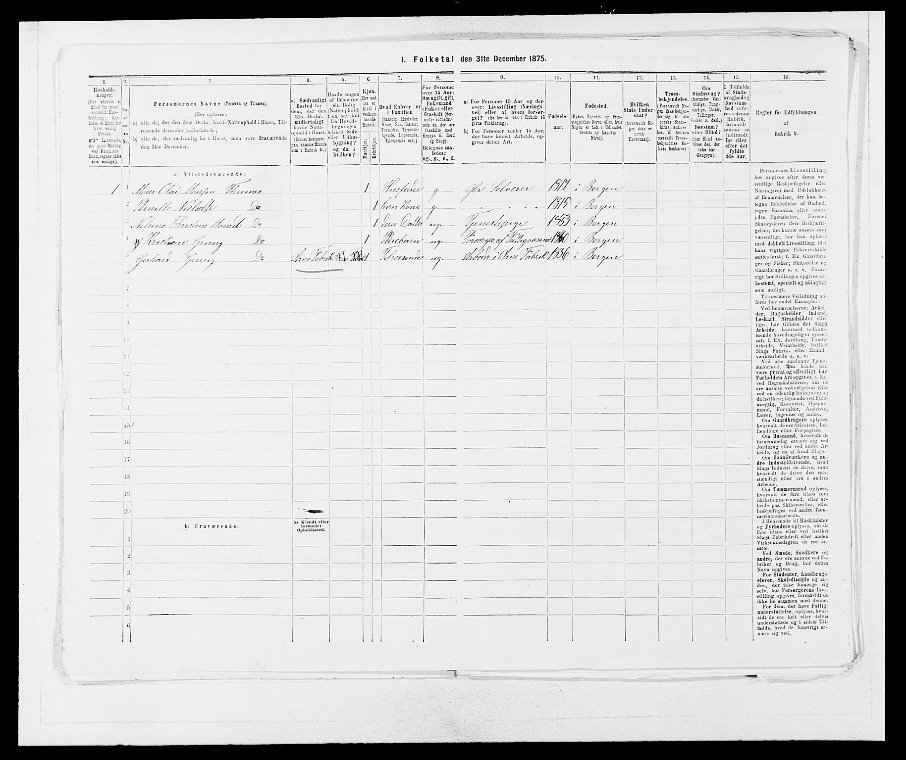 SAB, Folketelling 1875 for 1250P Haus prestegjeld, 1875, s. 1177