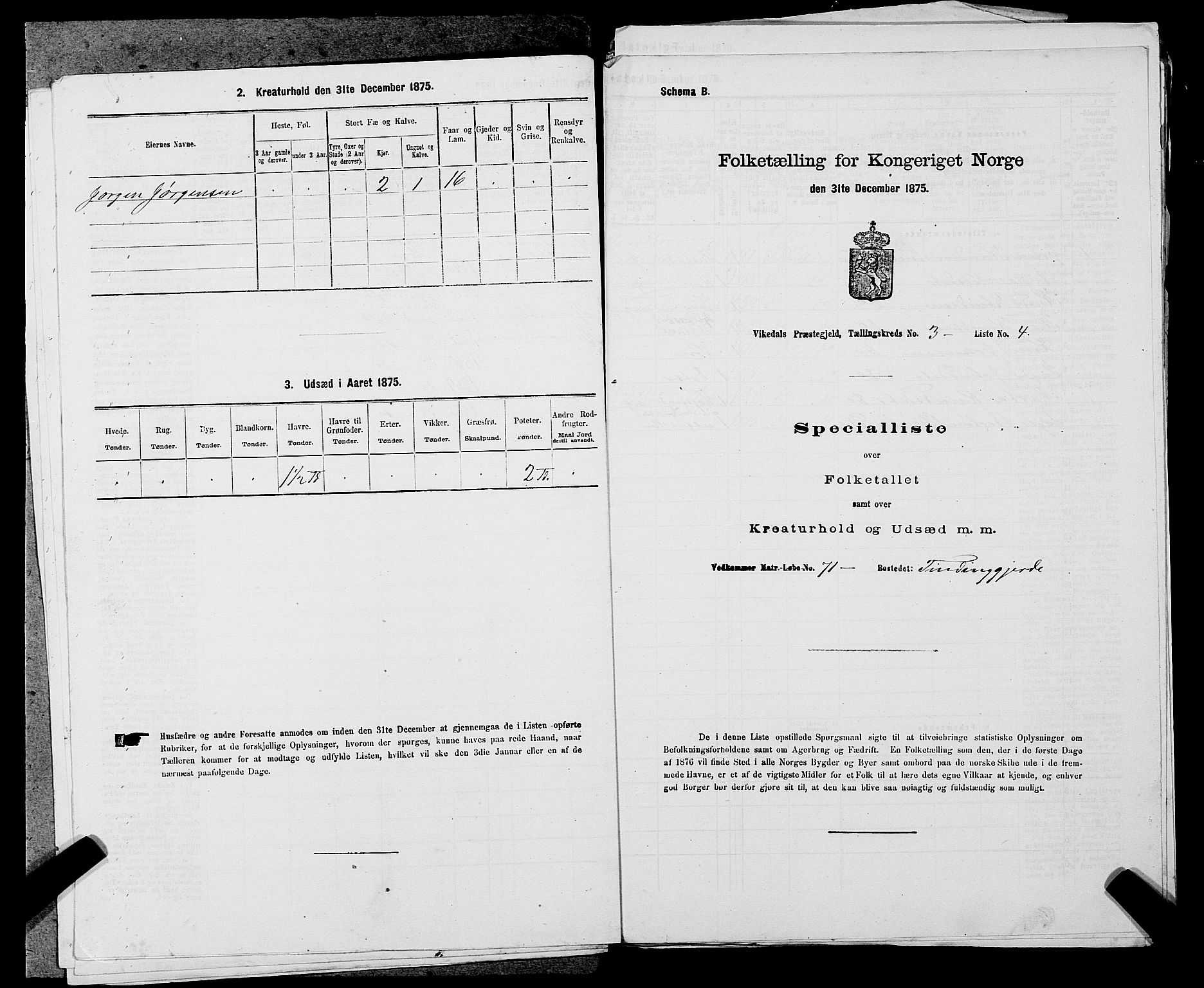 SAST, Folketelling 1875 for 1157P Vikedal prestegjeld, 1875, s. 347