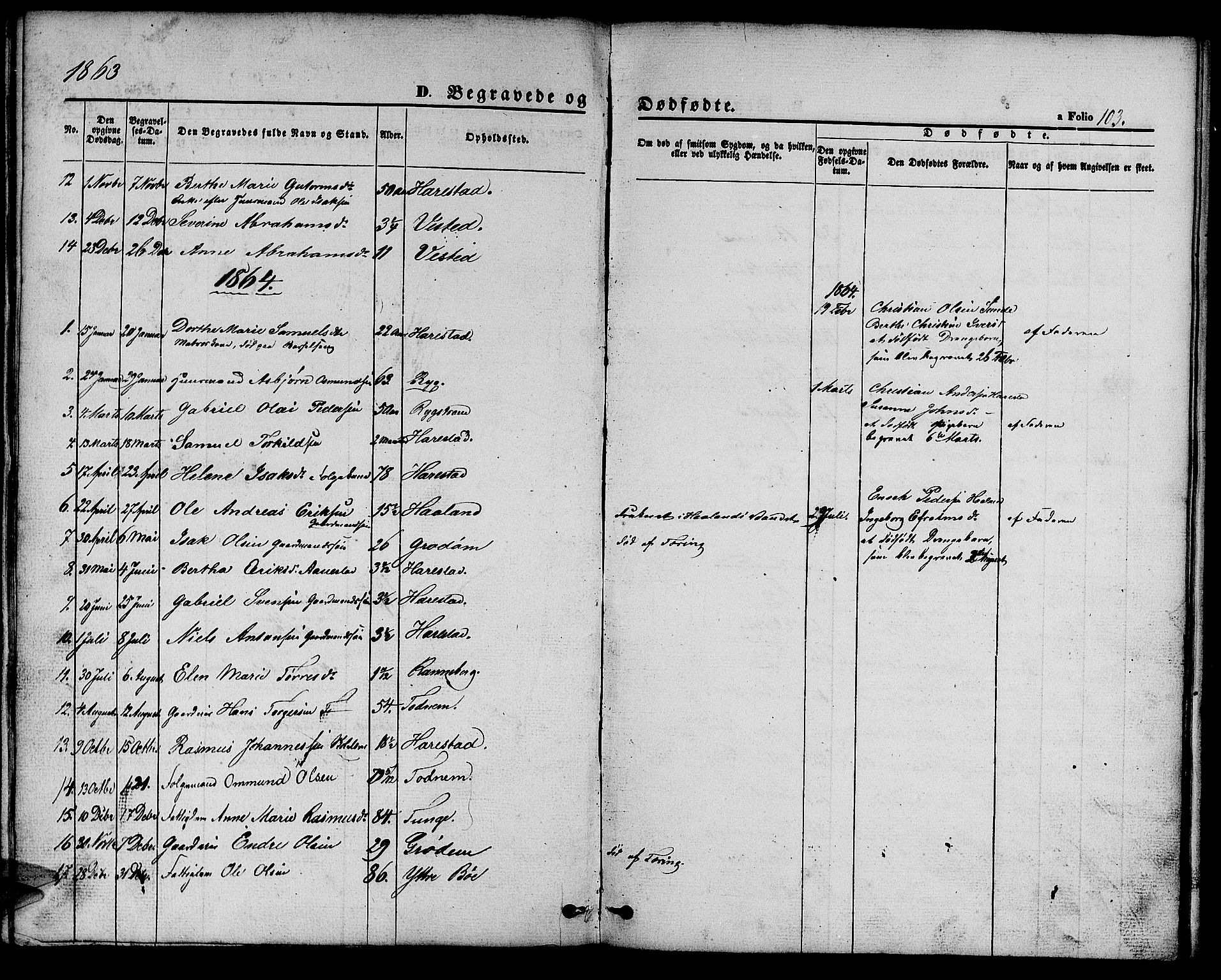 Hetland sokneprestkontor, AV/SAST-A-101826/30/30BB/L0002: Klokkerbok nr. B 2, 1856-1891, s. 103