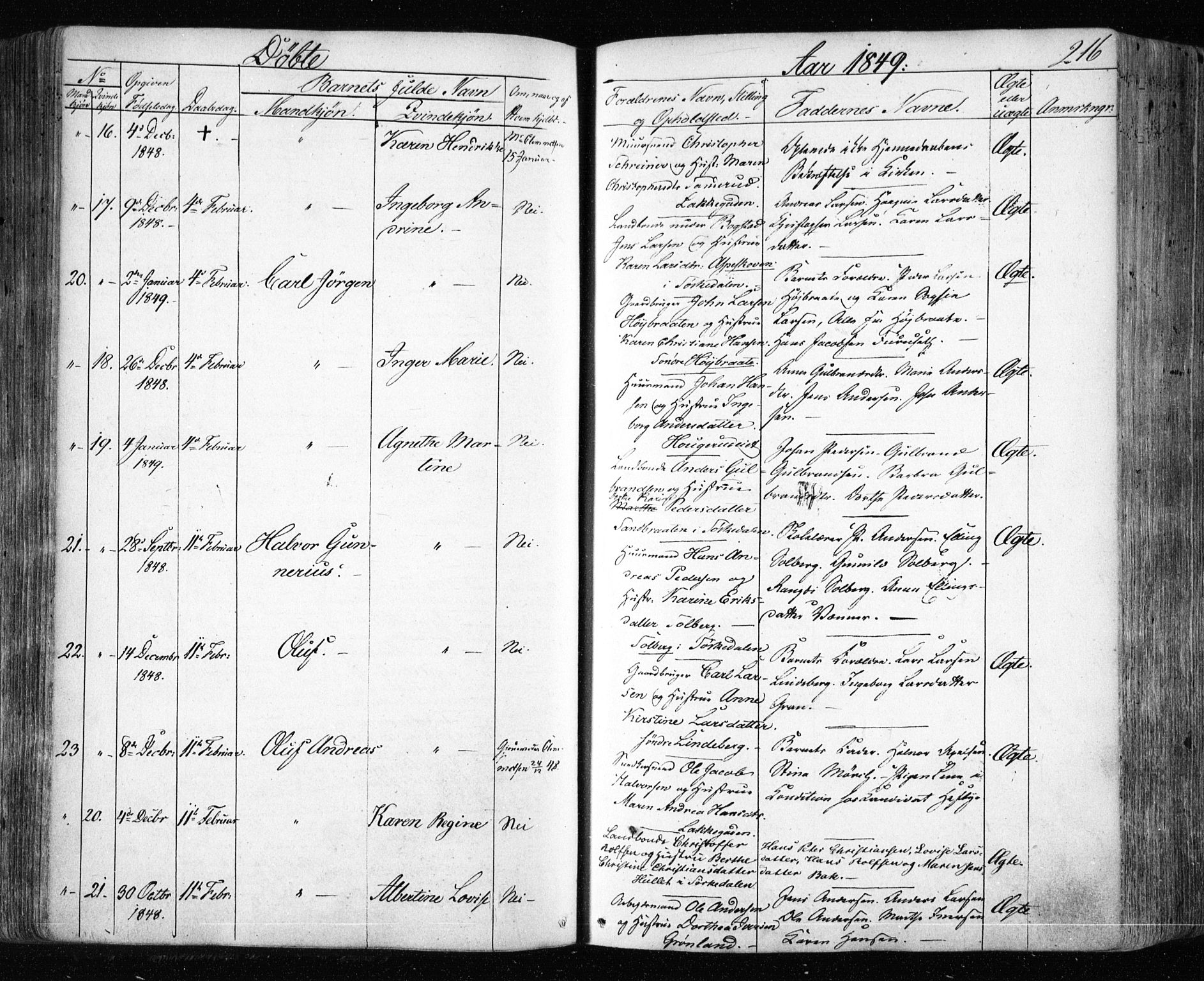 Aker prestekontor kirkebøker, AV/SAO-A-10861/F/L0019: Ministerialbok nr. 19, 1842-1852, s. 216
