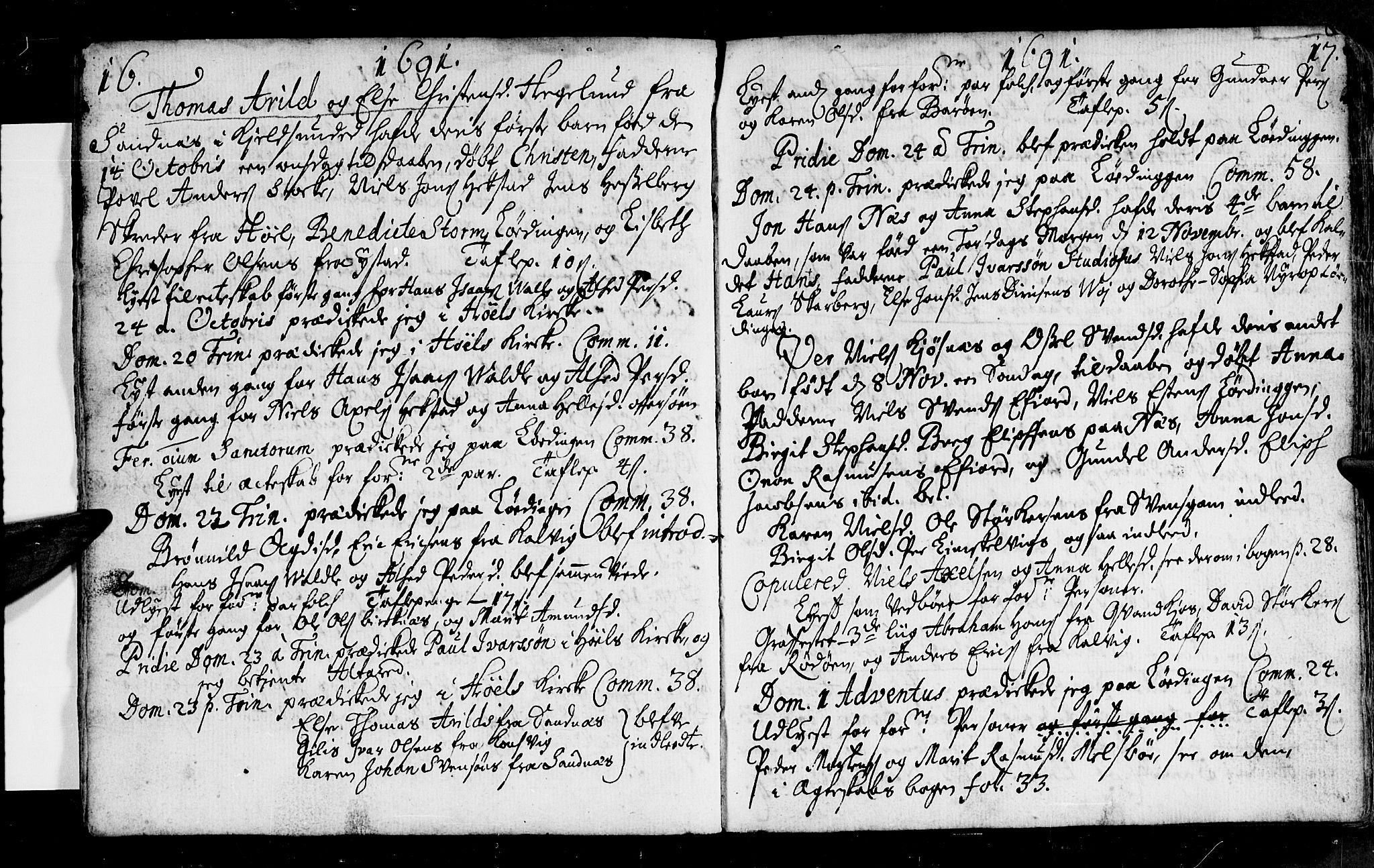 Ministerialprotokoller, klokkerbøker og fødselsregistre - Nordland, AV/SAT-A-1459/872/L1026: Ministerialbok nr. 872A01, 1691-1697, s. 16-17
