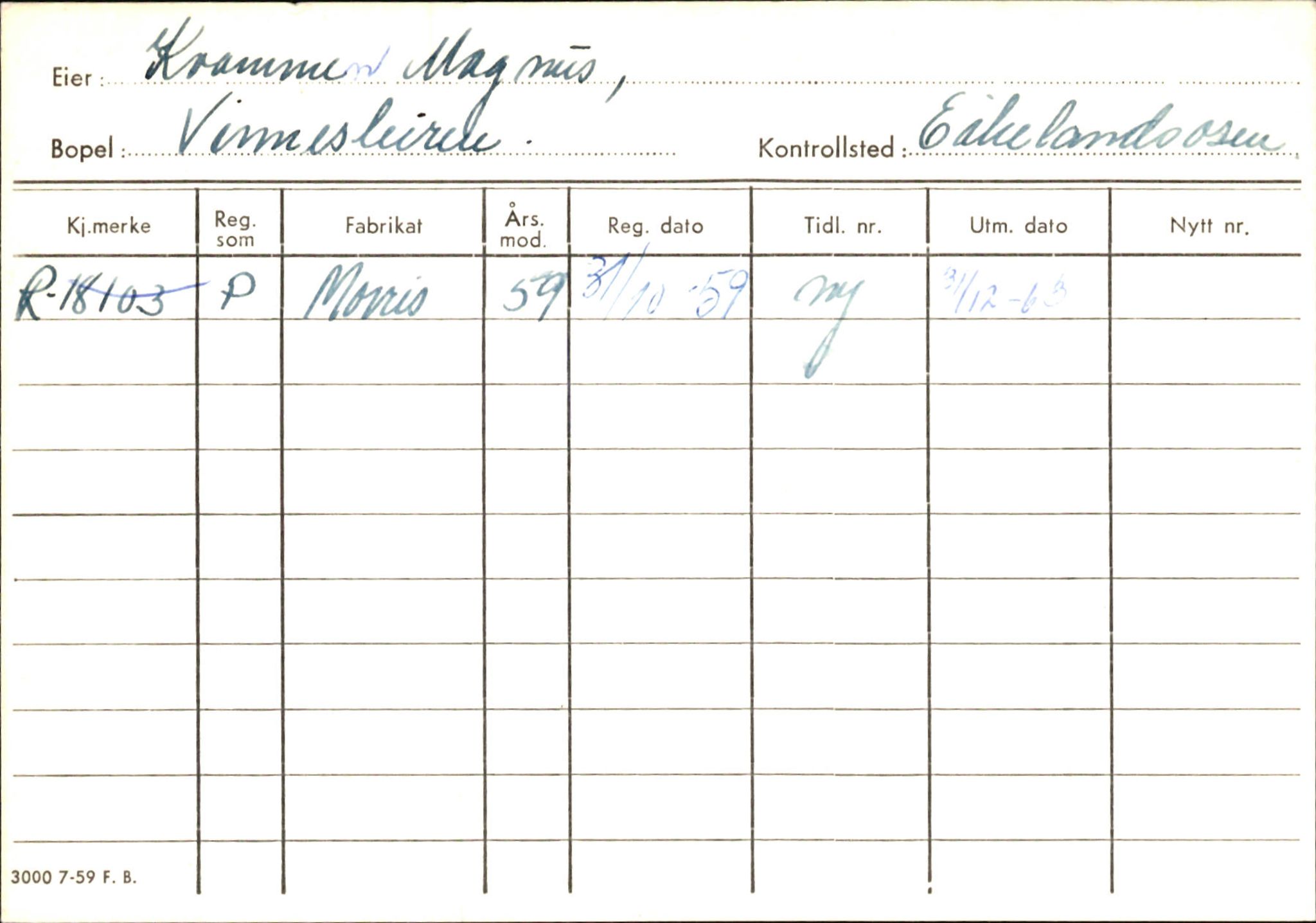 Statens vegvesen, Hordaland vegkontor, AV/SAB-A-5201/2/Ha/L0031: R-eierkort K-L, 1920-1971, s. 12