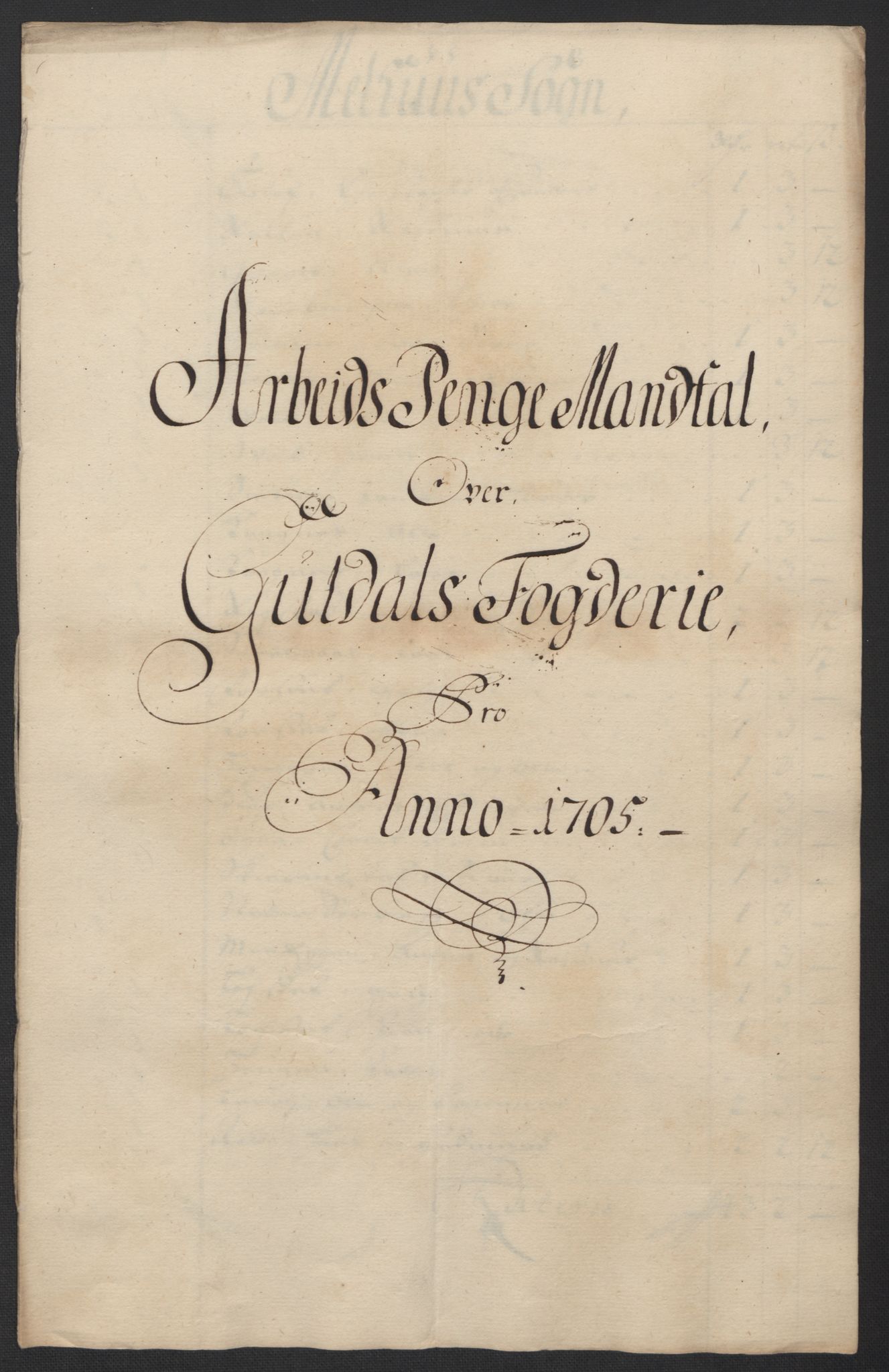 Rentekammeret inntil 1814, Reviderte regnskaper, Fogderegnskap, RA/EA-4092/R60/L3955: Fogderegnskap Orkdal og Gauldal, 1705, s. 377
