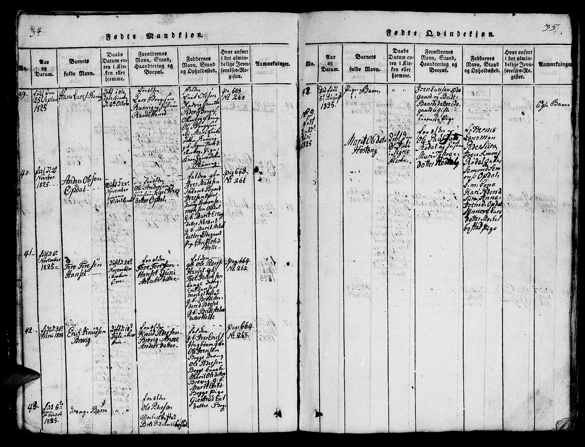 Ministerialprotokoller, klokkerbøker og fødselsregistre - Møre og Romsdal, SAT/A-1454/554/L0644: Klokkerbok nr. 554C01, 1818-1851, s. 34-35