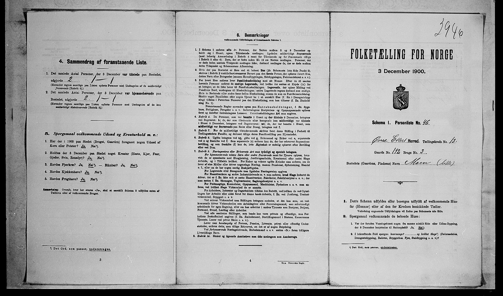 RA, Folketelling 1900 for 0624 Øvre Eiker herred, 1900, s. 2431