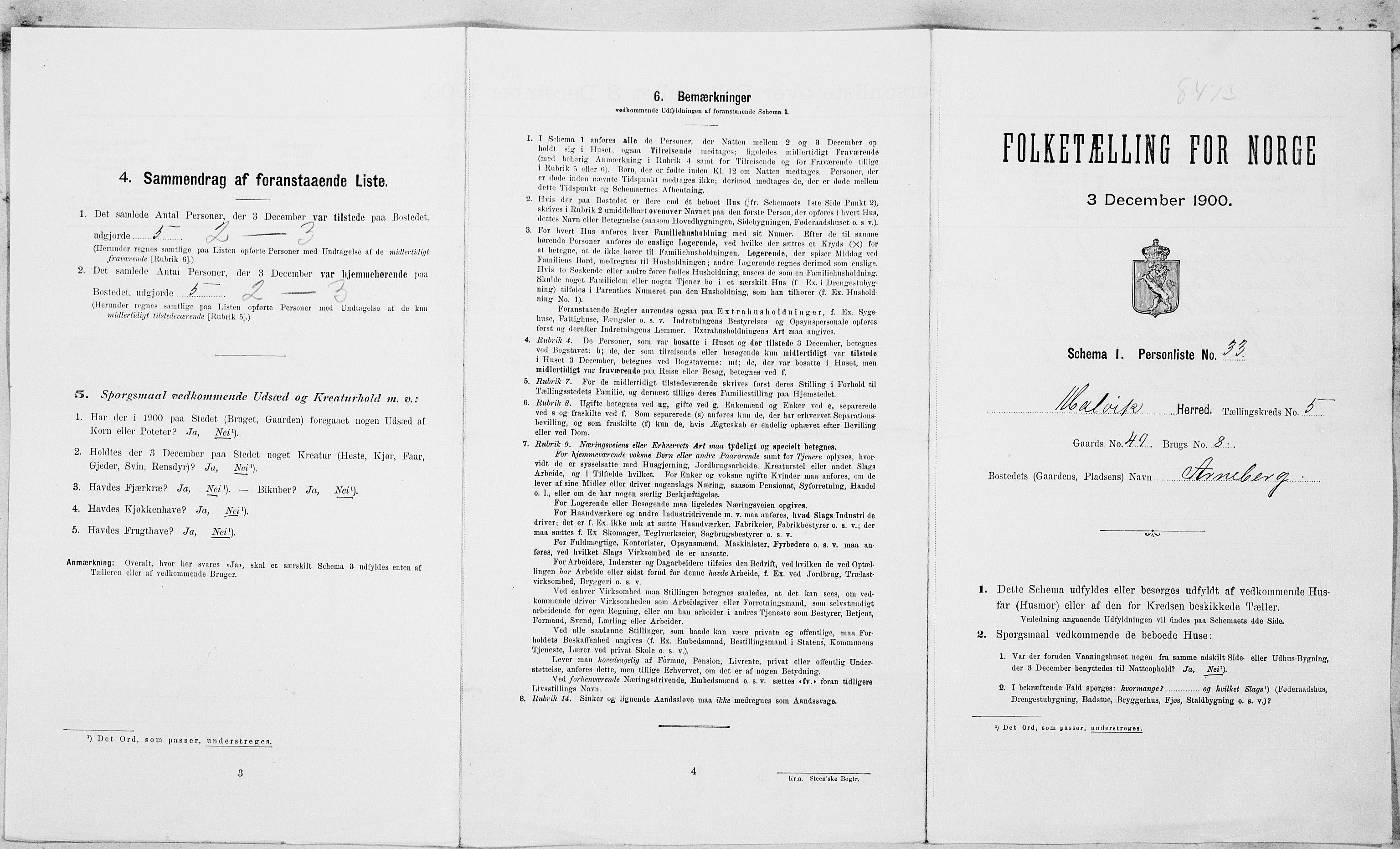 , Folketelling 1900 for 1663 Malvik herred, 1900, s. 445