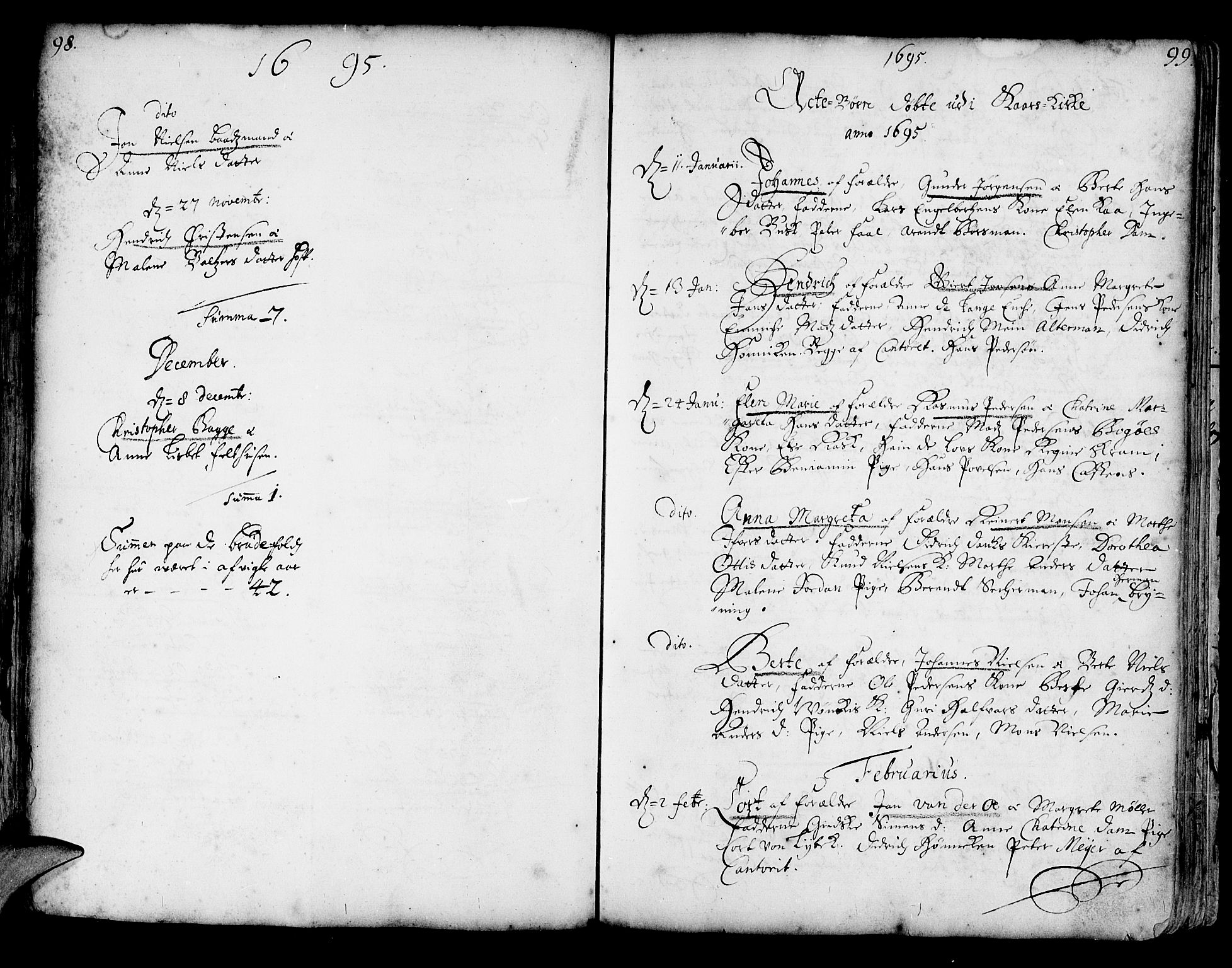 Korskirken sokneprestembete, AV/SAB-A-76101/H/Haa/L0002: Ministerialbok nr. A 2, 1688-1697, s. 98-99
