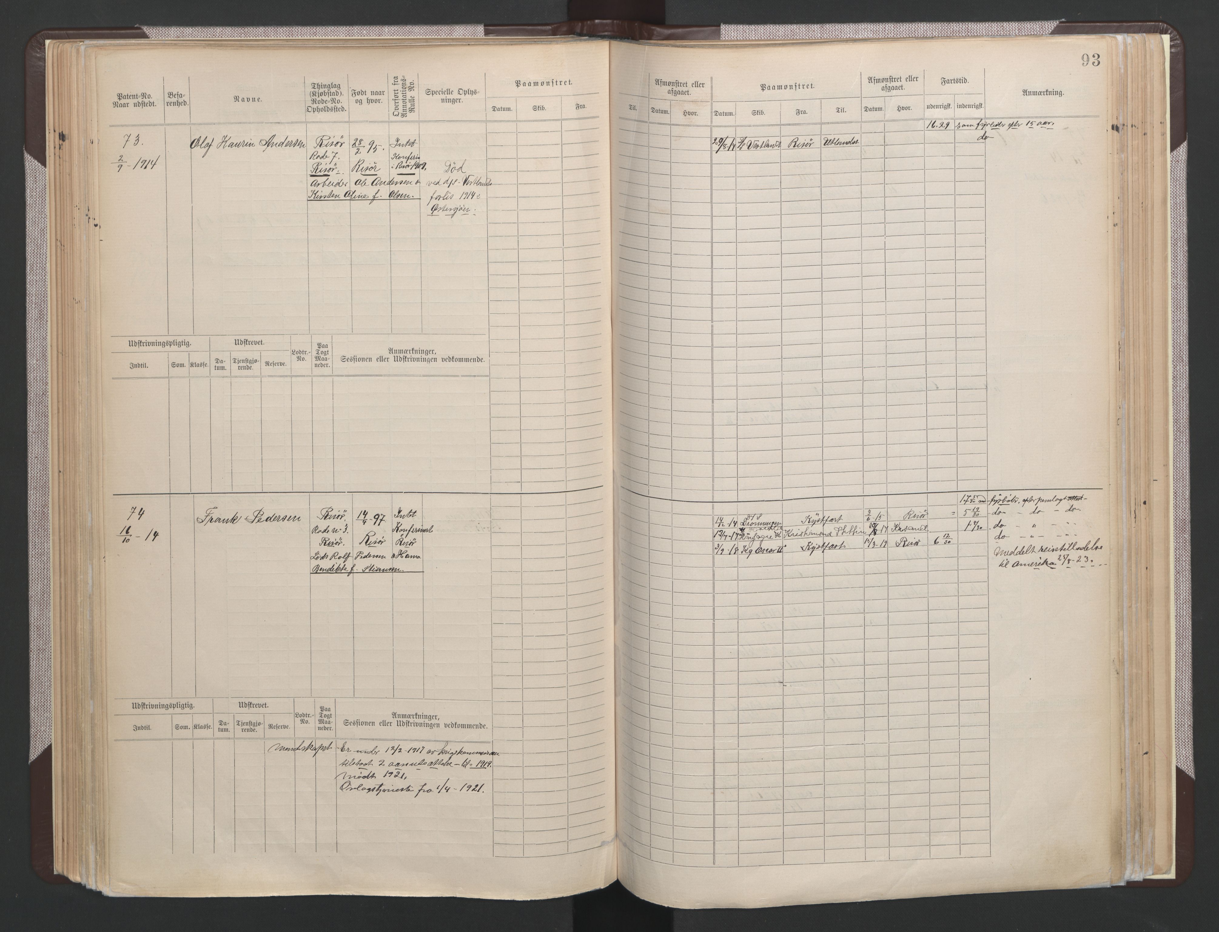 Risør mønstringskrets, AV/SAK-2031-0010/F/Fb/L0015: Hovedrulle B nr 1-193, T-14, 1891-1937, s. 49