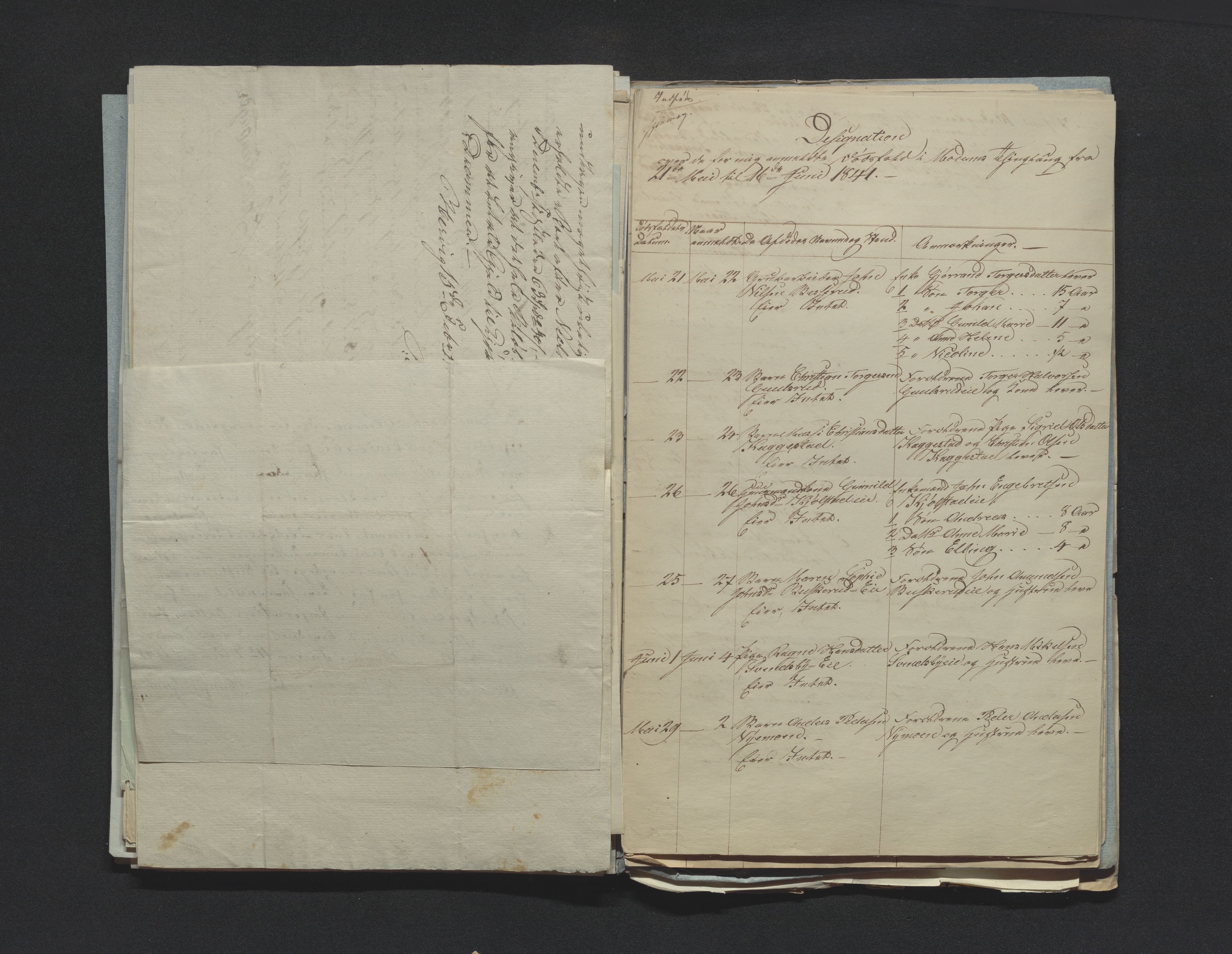 Eiker, Modum og Sigdal sorenskriveri, AV/SAKO-A-123/H/Ha/Hab/L0006: Dødsfallsmeldinger, 1841-1845