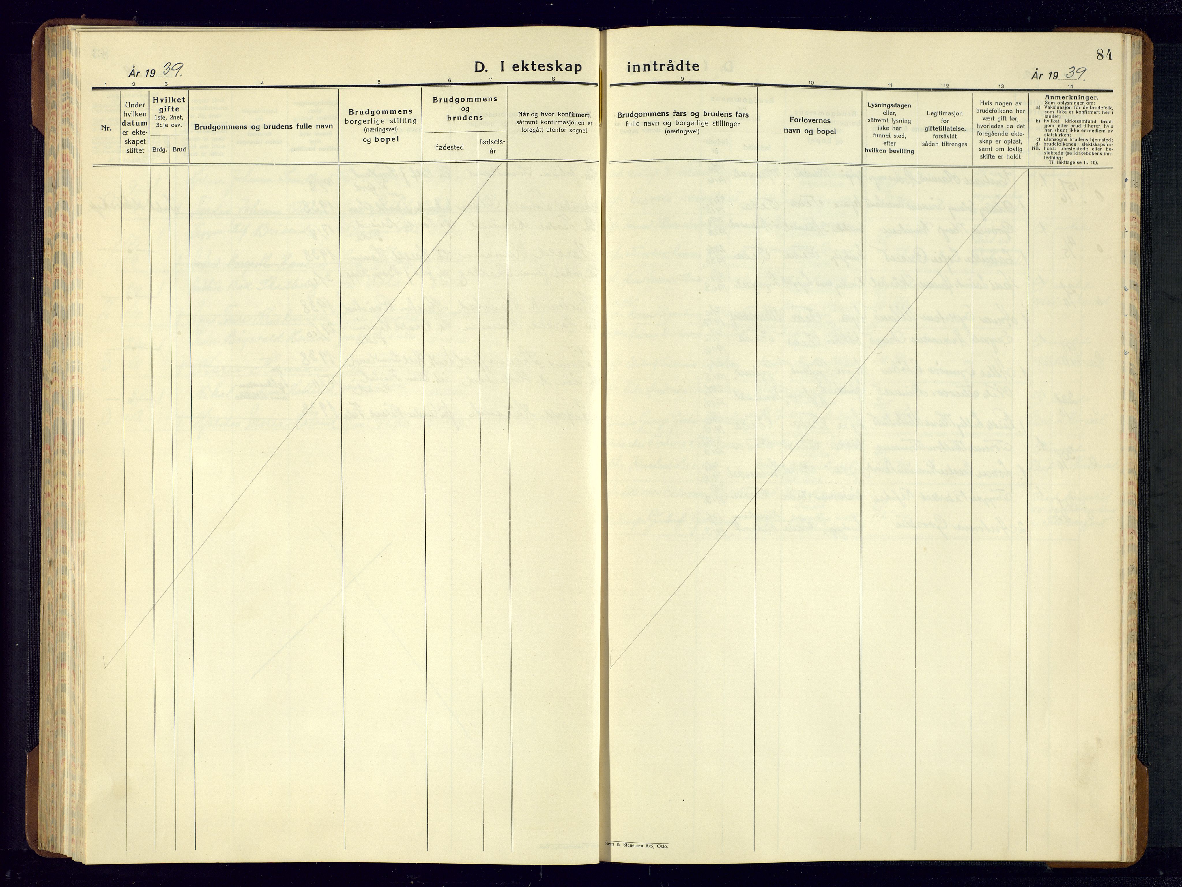 Kvinesdal sokneprestkontor, SAK/1111-0026/F/Fb/Fba/L0006: Klokkerbok nr. B 6, 1935-1956, s. 84