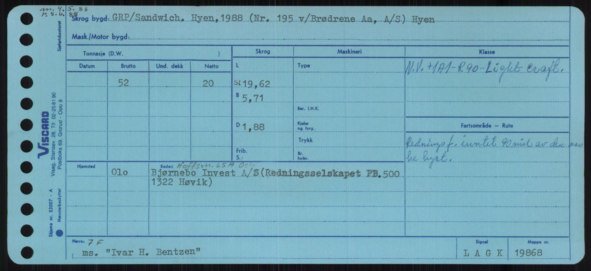 Sjøfartsdirektoratet med forløpere, Skipsmålingen, AV/RA-S-1627/H/Ha/L0003/0001: Fartøy, Hilm-Mar / Fartøy, Hilm-Kol, s. 395