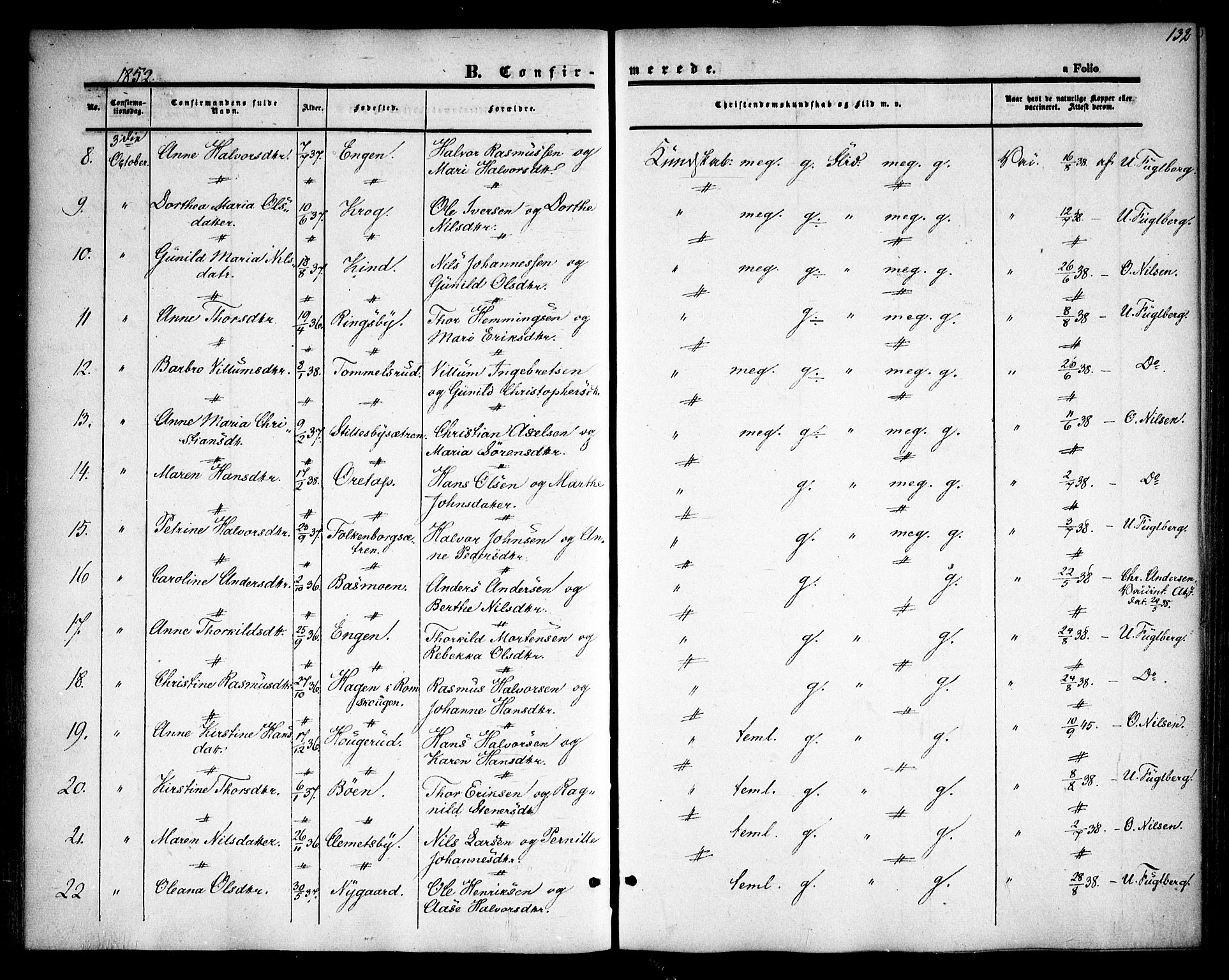 Rødenes prestekontor Kirkebøker, AV/SAO-A-2005/F/Fa/L0006: Ministerialbok nr. I 6, 1850-1859, s. 132