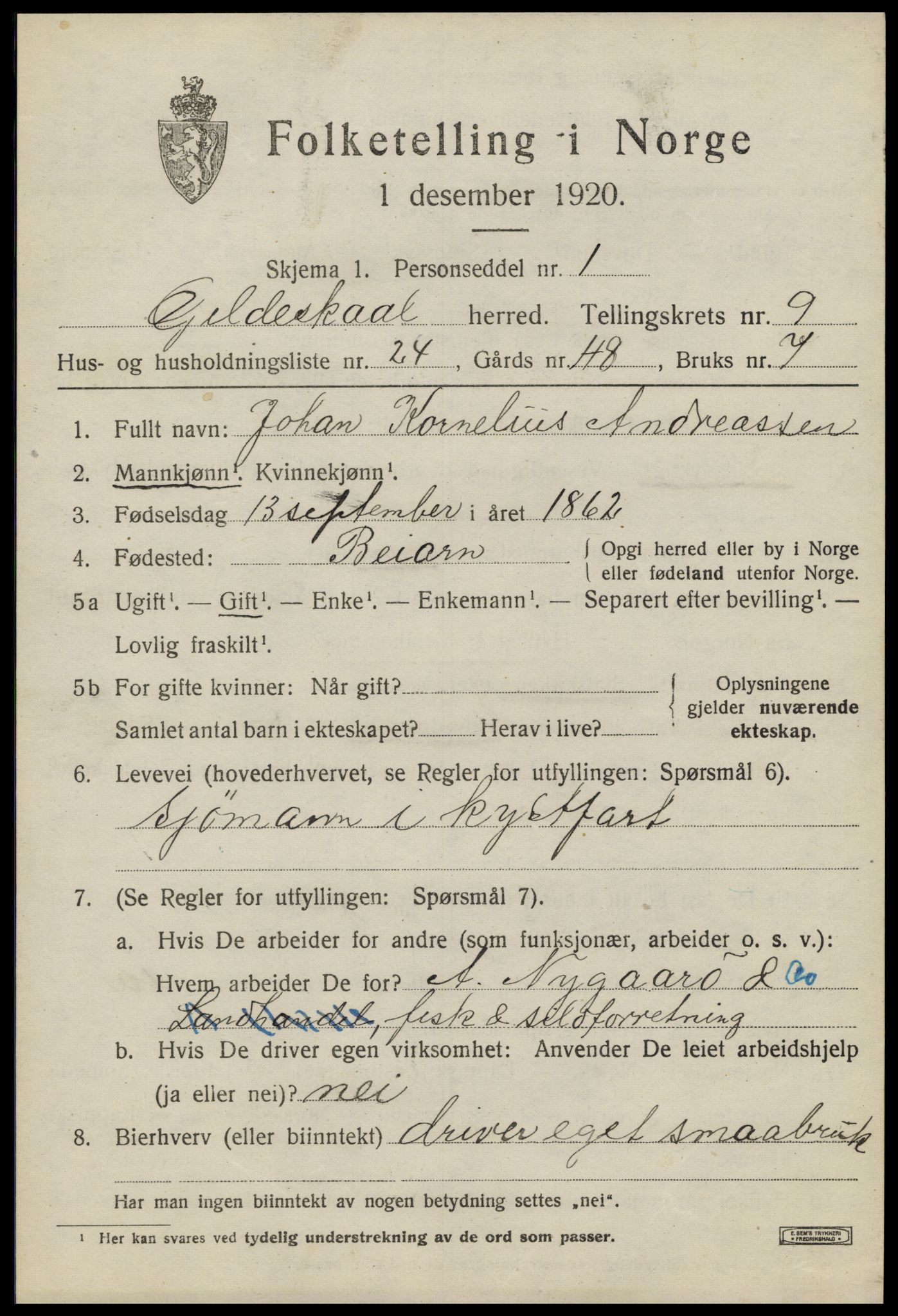 SAT, Folketelling 1920 for 1838 Gildeskål herred, 1920, s. 6054