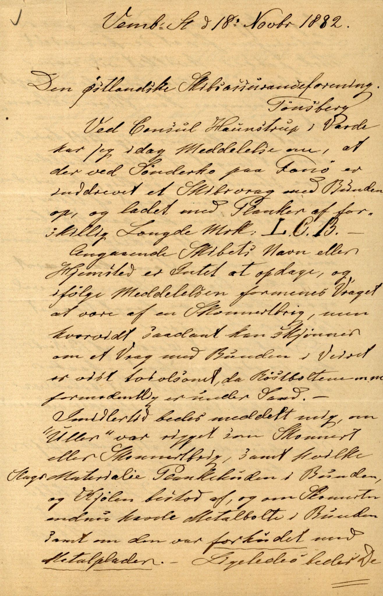 Pa 63 - Østlandske skibsassuranceforening, VEMU/A-1079/G/Ga/L0015/0012: Havaridokumenter / Vaar, Stapnæs, Tillid, Uller, Ternen, 1882, s. 65