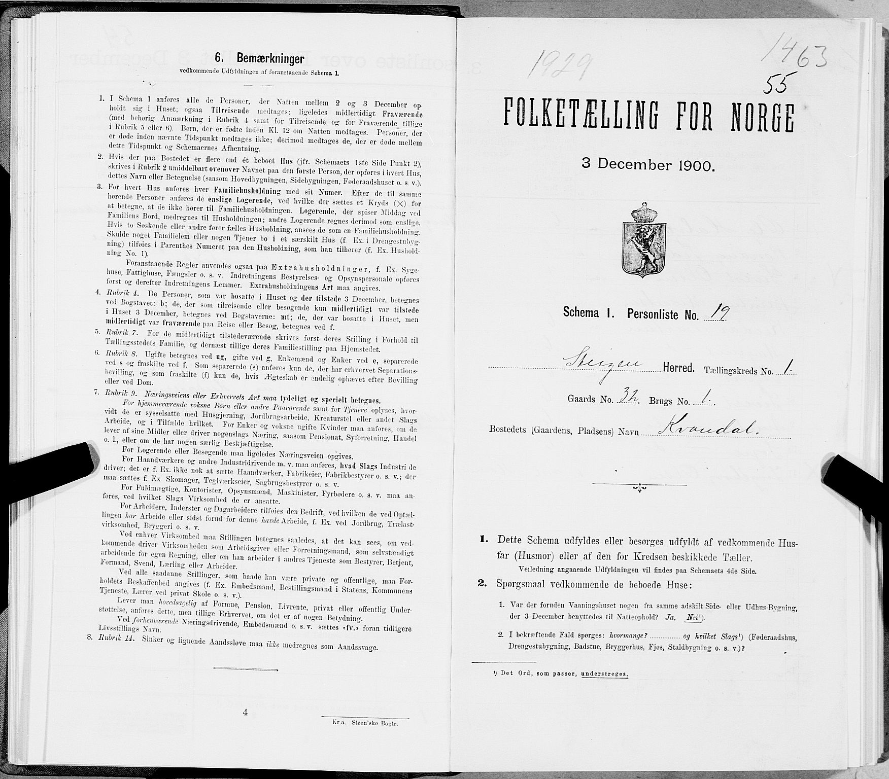 SAT, Folketelling 1900 for 1848 Steigen herred, 1900, s. 80