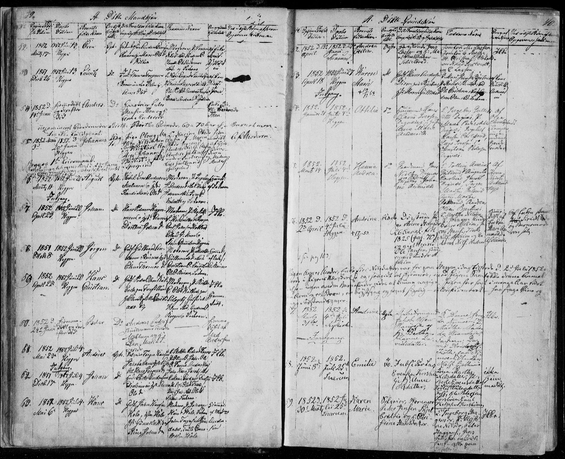 Modum kirkebøker, AV/SAKO-A-234/F/Fa/L0008: Ministerialbok nr. 8, 1851-1859, s. 39-40