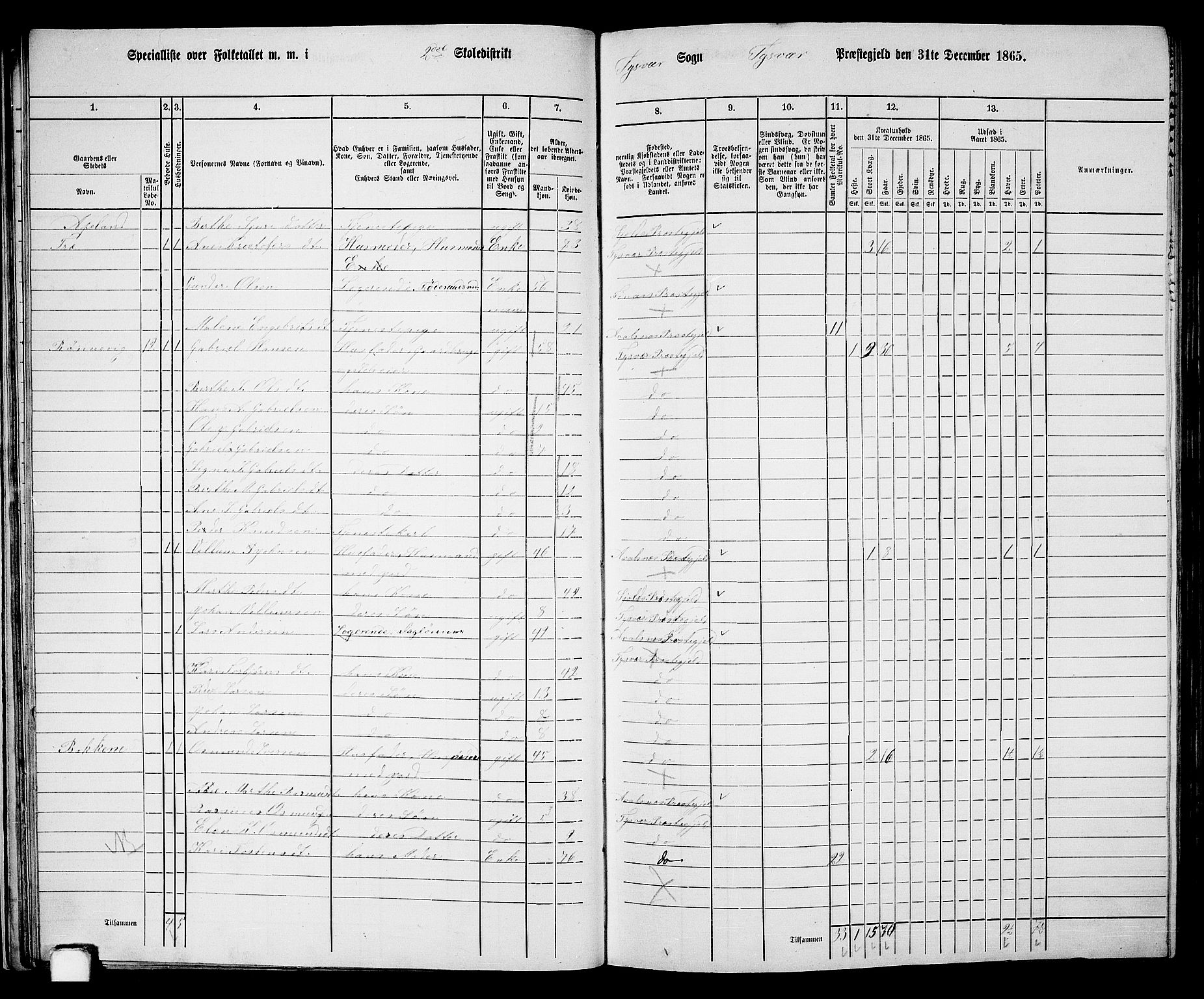 RA, Folketelling 1865 for 1146P Tysvær prestegjeld, 1865, s. 30