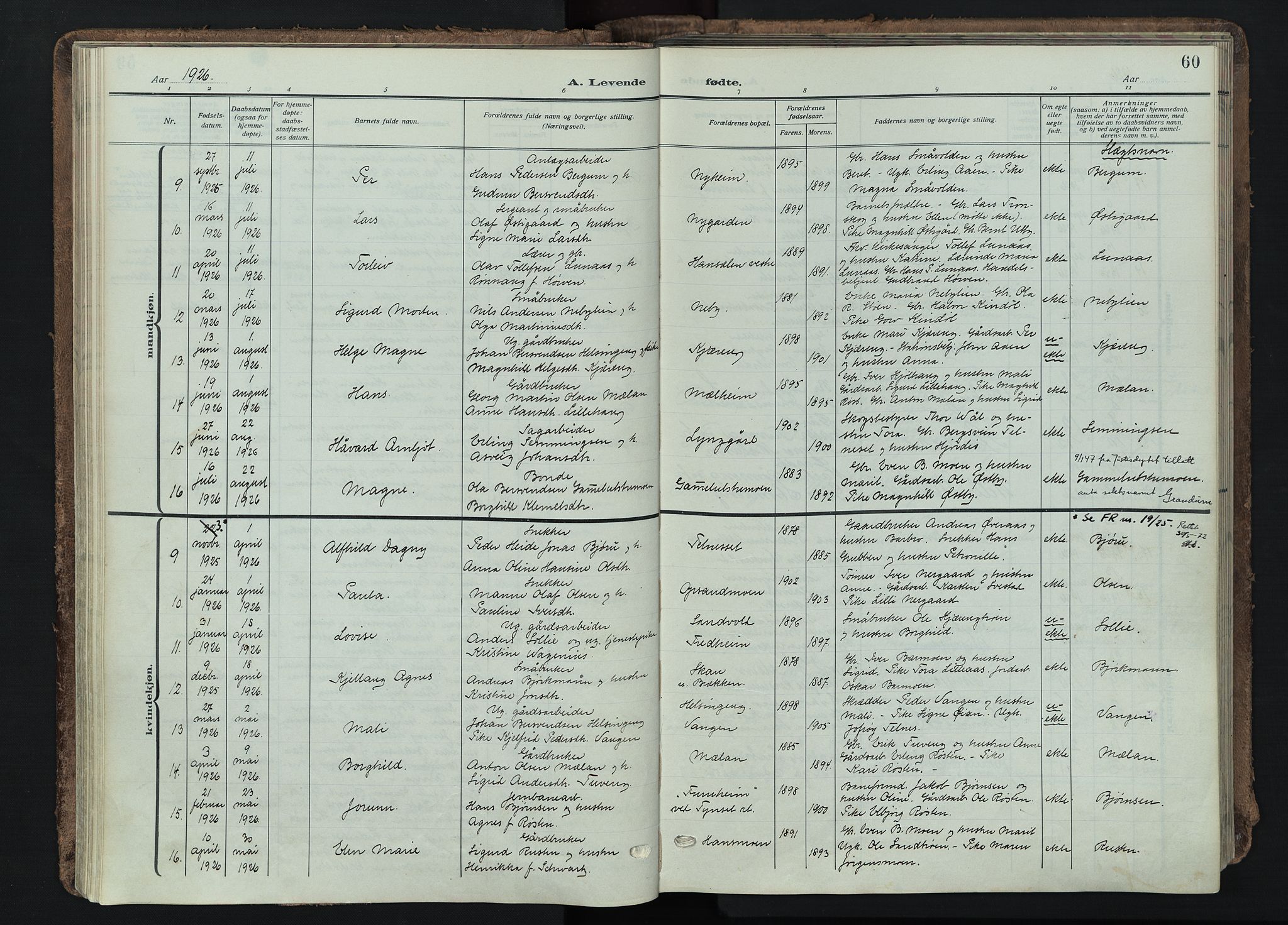 Tynset prestekontor, SAH/PREST-058/H/Ha/Haa/L0026: Ministerialbok nr. 26, 1915-1929, s. 60