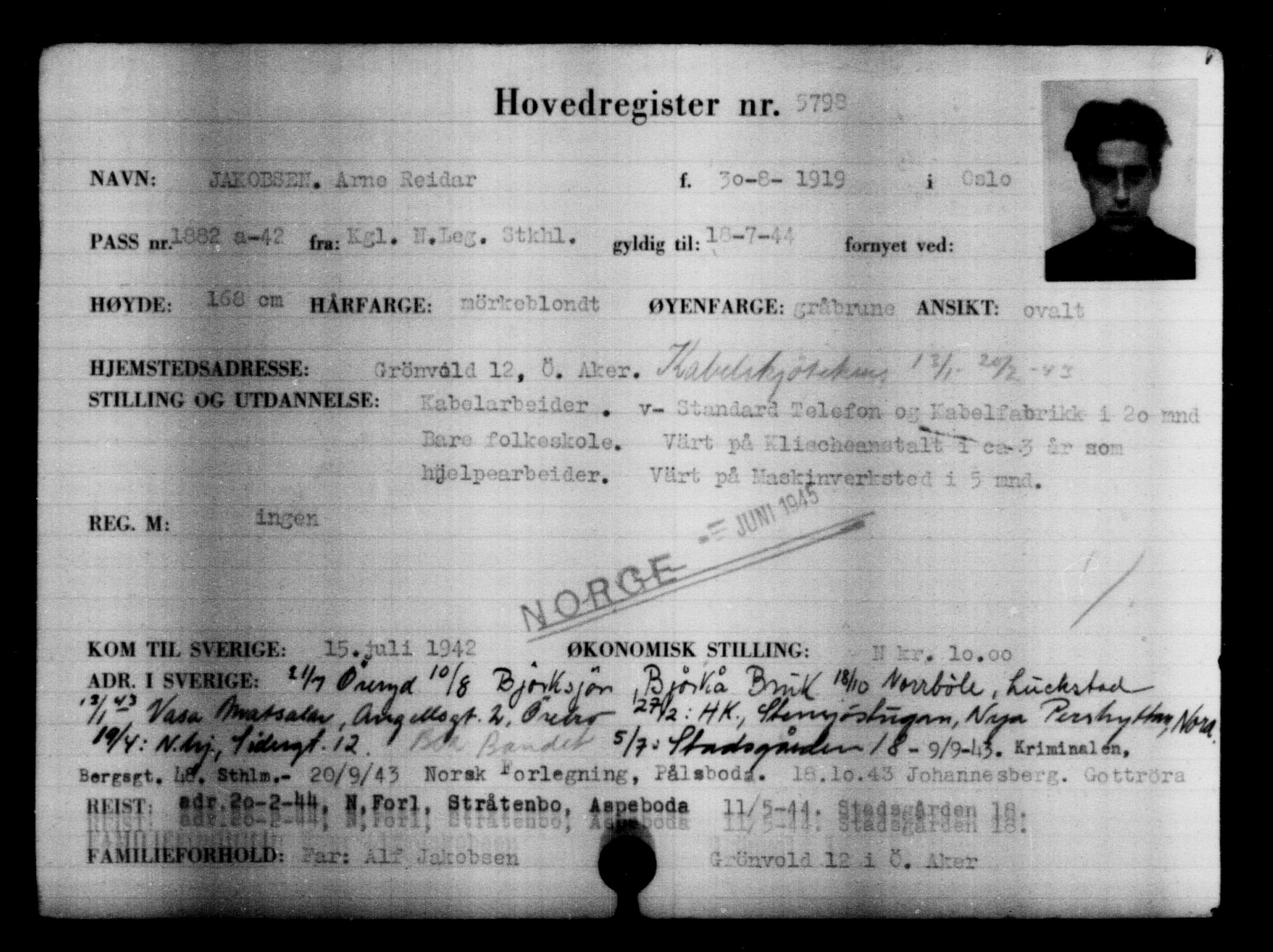 Utenriksstasjonene, Legasjonen i Stockholm, Flyktningkontoret, AV/RA-S-6753/V/Va/L0004: Kjesäterkartoteket, flyktninger med registreringsnr. 3496-6610, 1940-1945, s. 2675