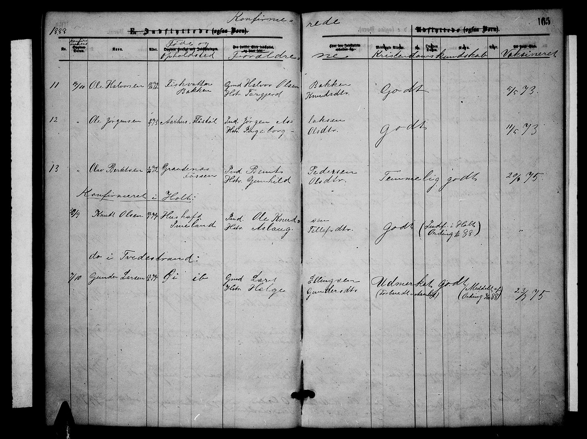 Åmli sokneprestkontor, AV/SAK-1111-0050/F/Fb/Fbc/L0003: Klokkerbok nr. B 3, 1868-1888, s. 165