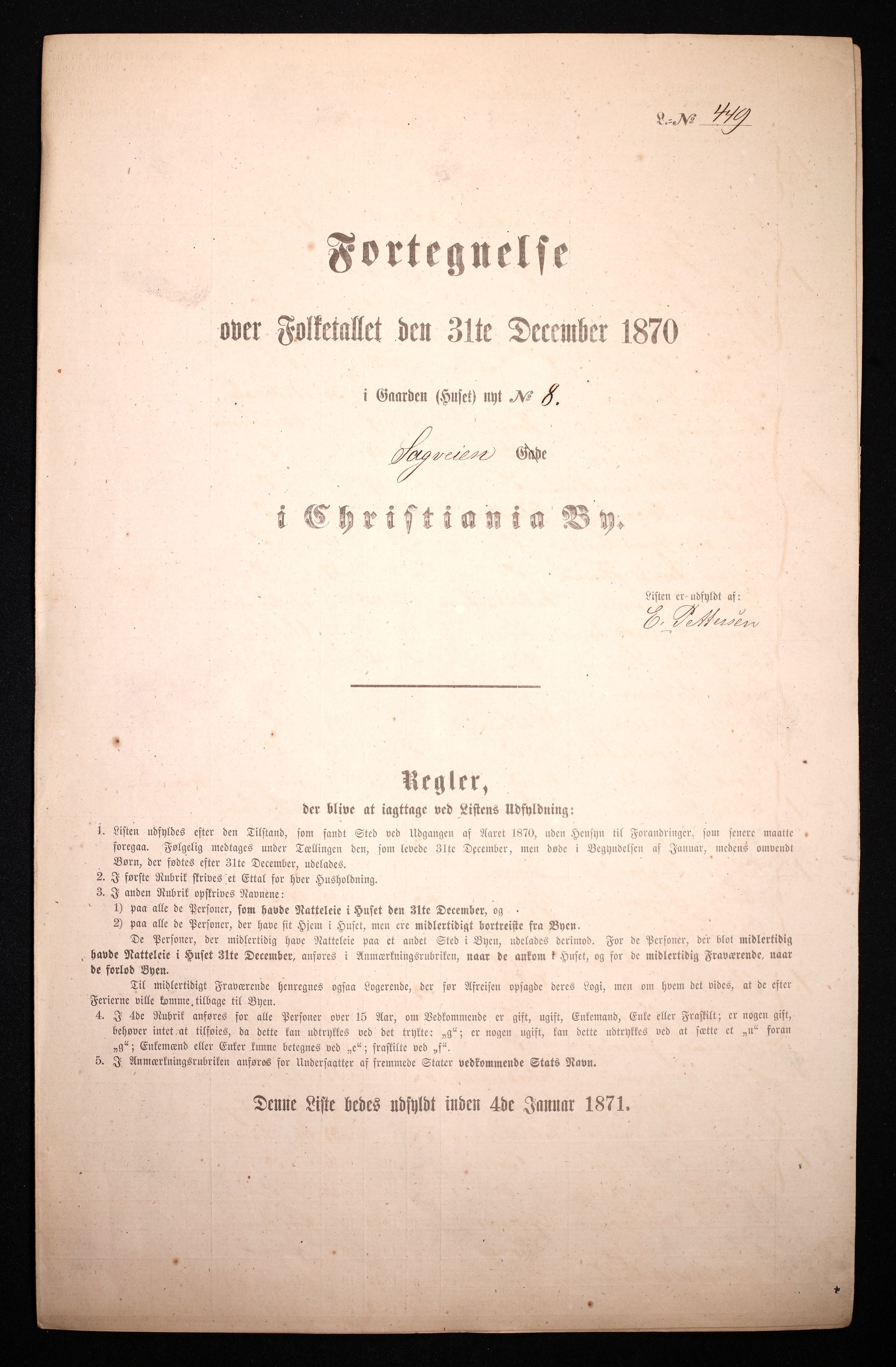 RA, Folketelling 1870 for 0301 Kristiania kjøpstad, 1870, s. 3148