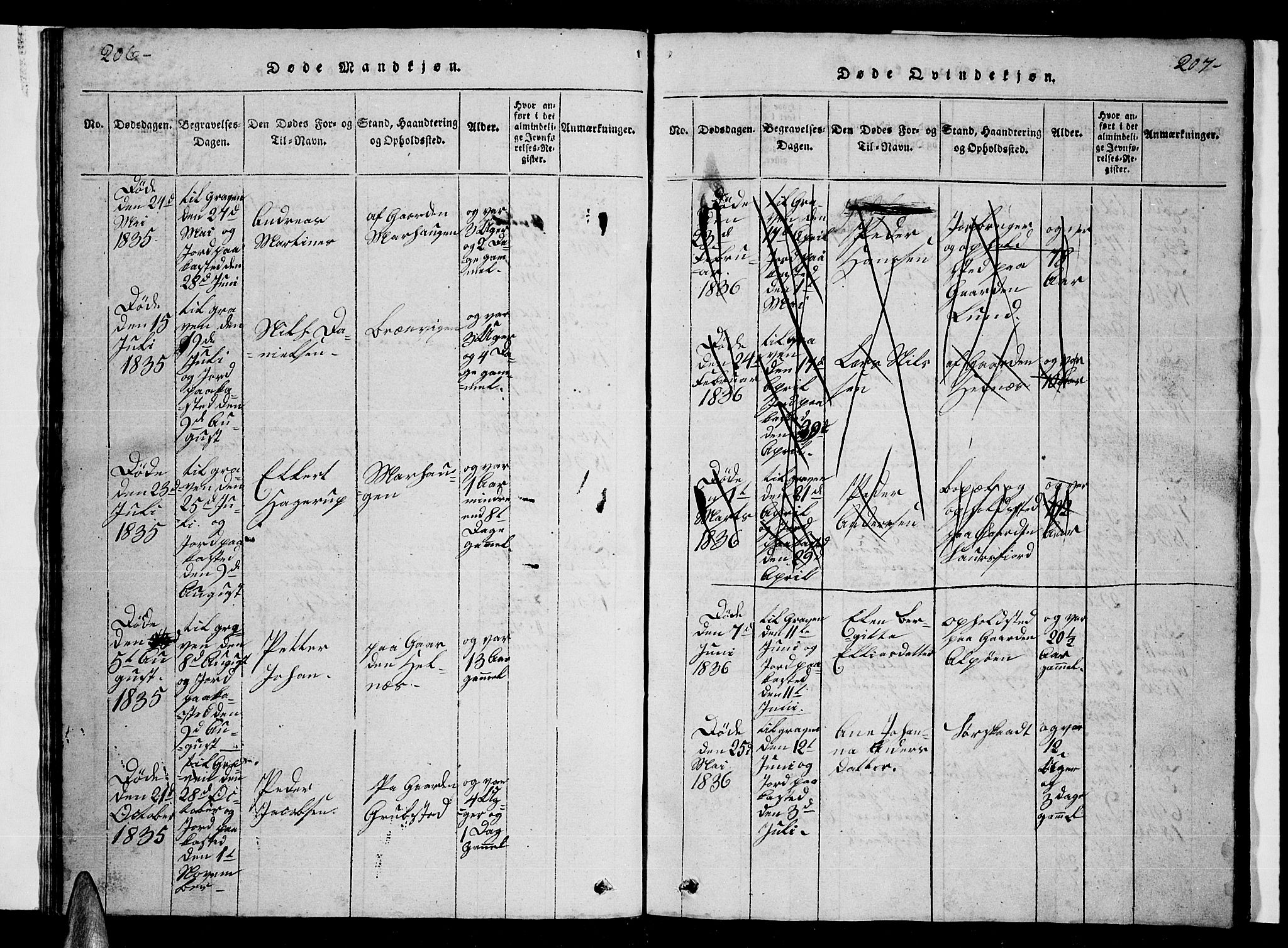 Ministerialprotokoller, klokkerbøker og fødselsregistre - Nordland, SAT/A-1459/857/L0826: Klokkerbok nr. 857C01, 1821-1852, s. 206-207