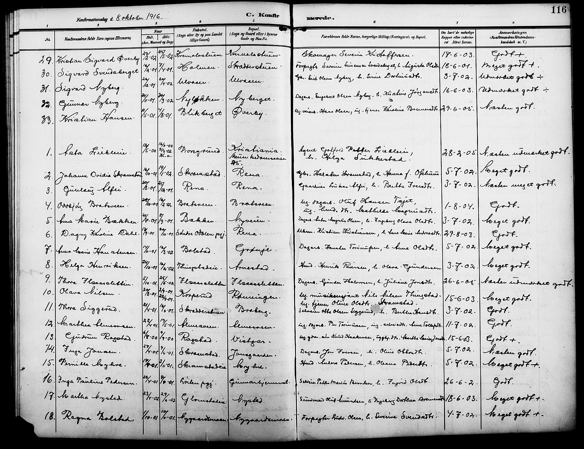 Åmot prestekontor, Hedmark, AV/SAH-PREST-056/H/Ha/Hab/L0004: Klokkerbok nr. 4, 1905-1920, s. 116