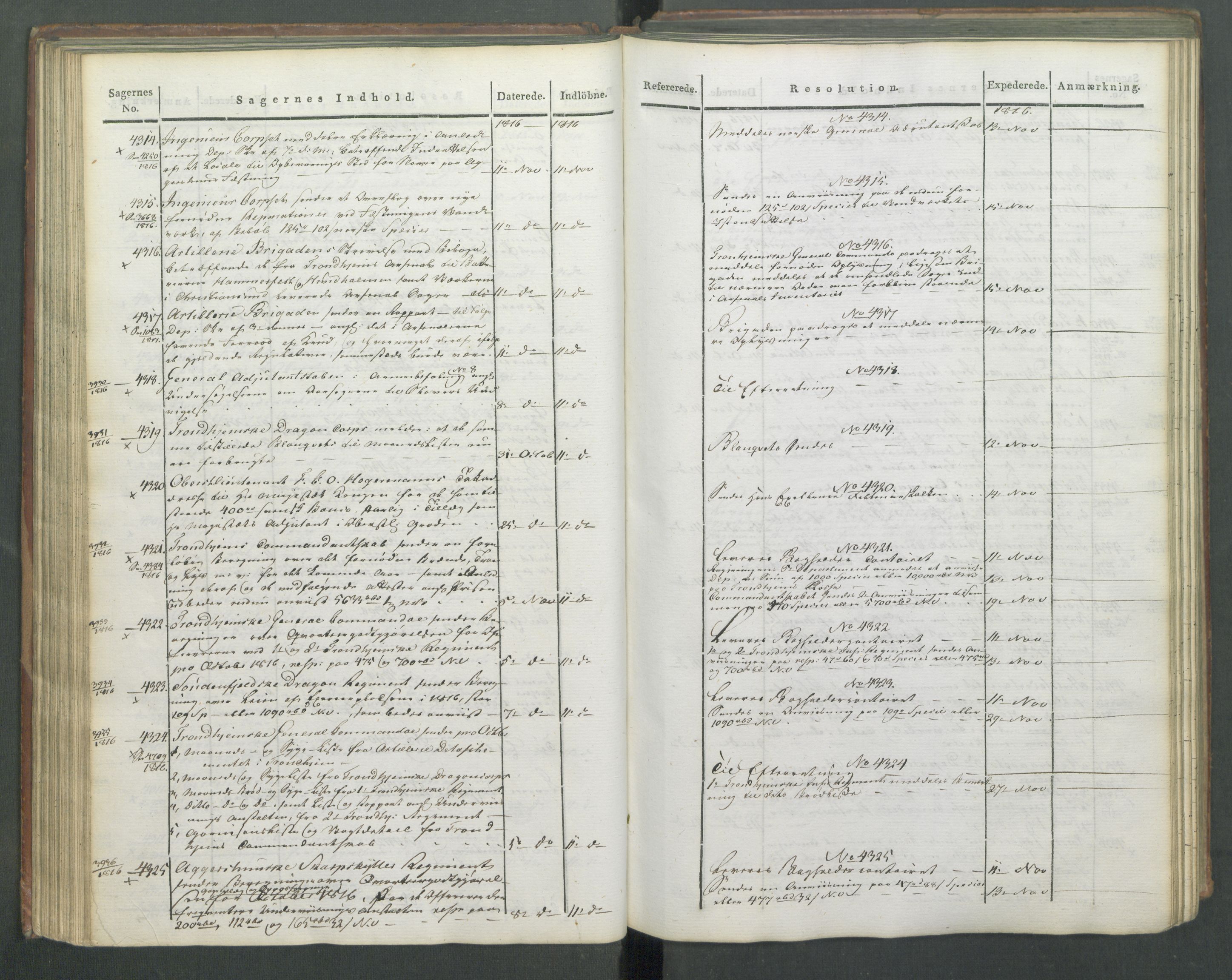 Armédepartementet, RA/RAFA-3493/C/Ca/L0009: 6. Departements Journal, 1816-1817