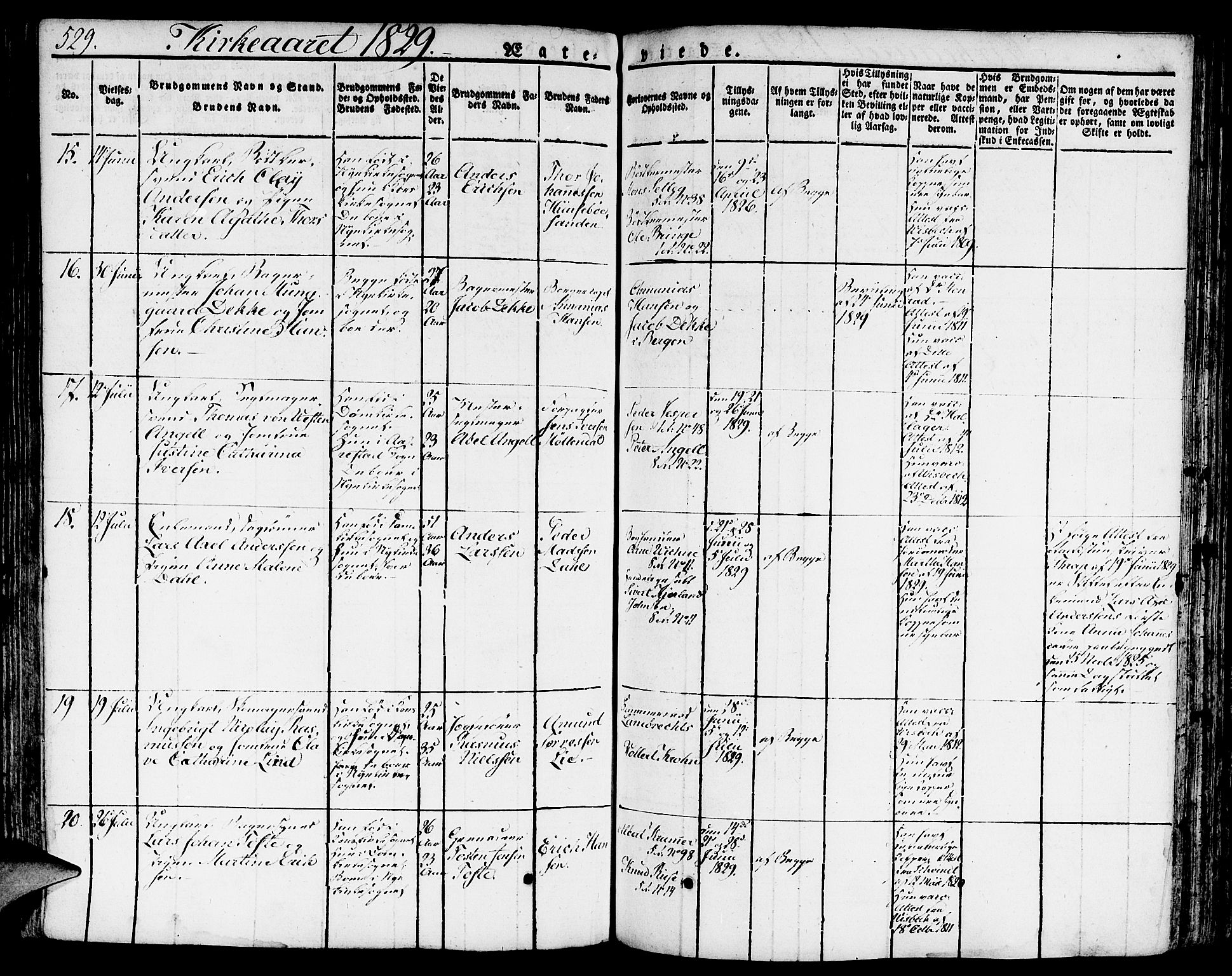 Nykirken Sokneprestembete, AV/SAB-A-77101/H/Hab: Klokkerbok nr. A 5II, 1821-1843, s. 529