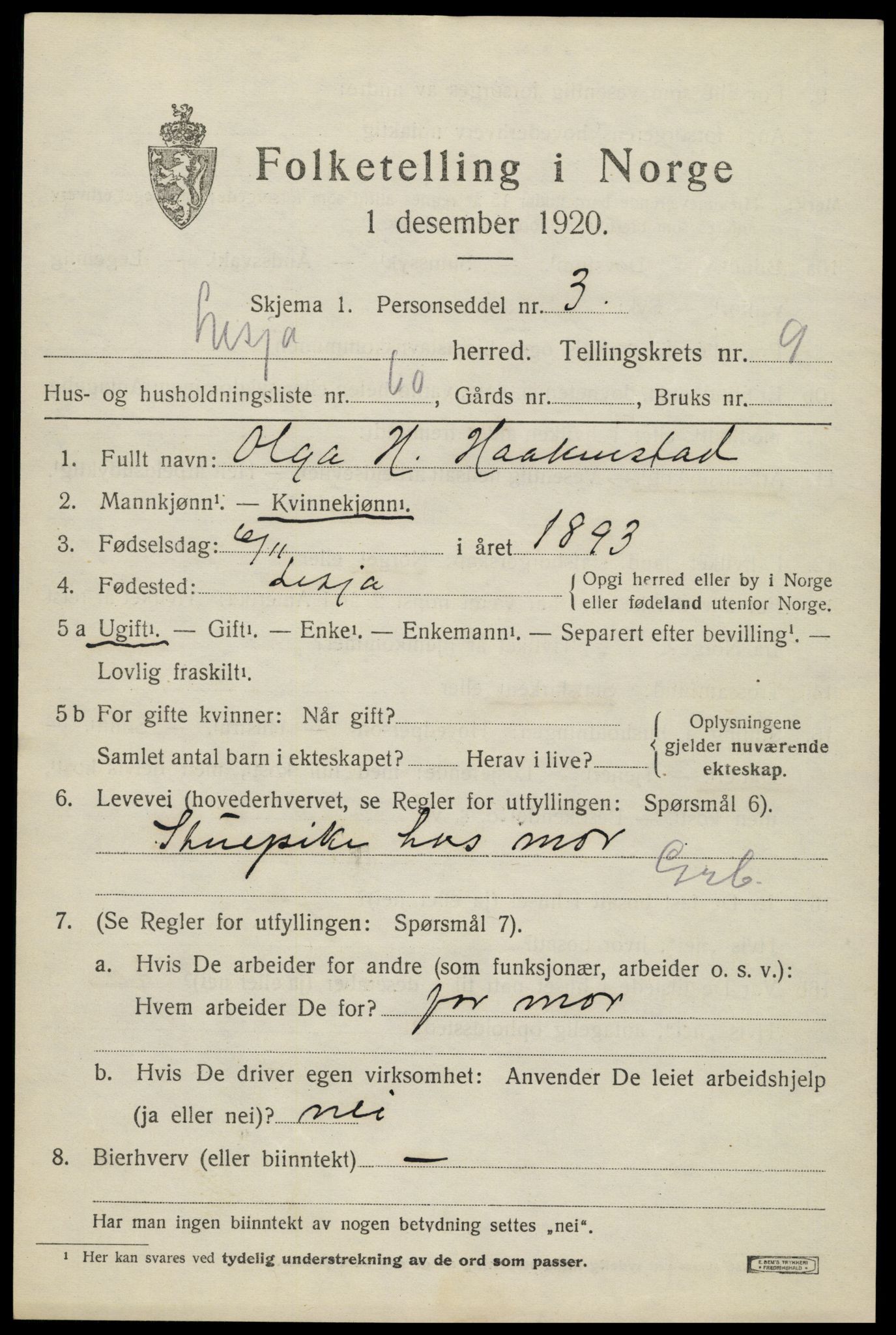 SAH, Folketelling 1920 for 0512 Lesja herred, 1920, s. 6066