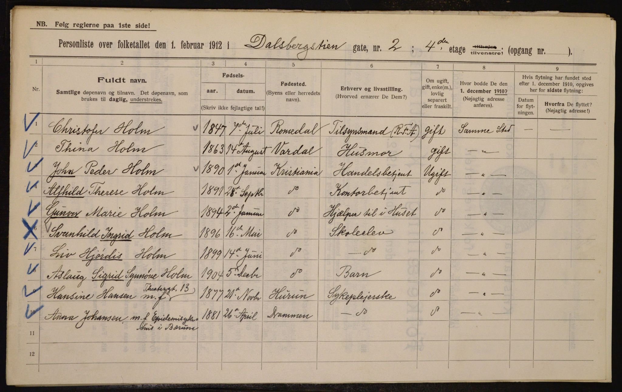 OBA, Kommunal folketelling 1.2.1912 for Kristiania, 1912, s. 13922