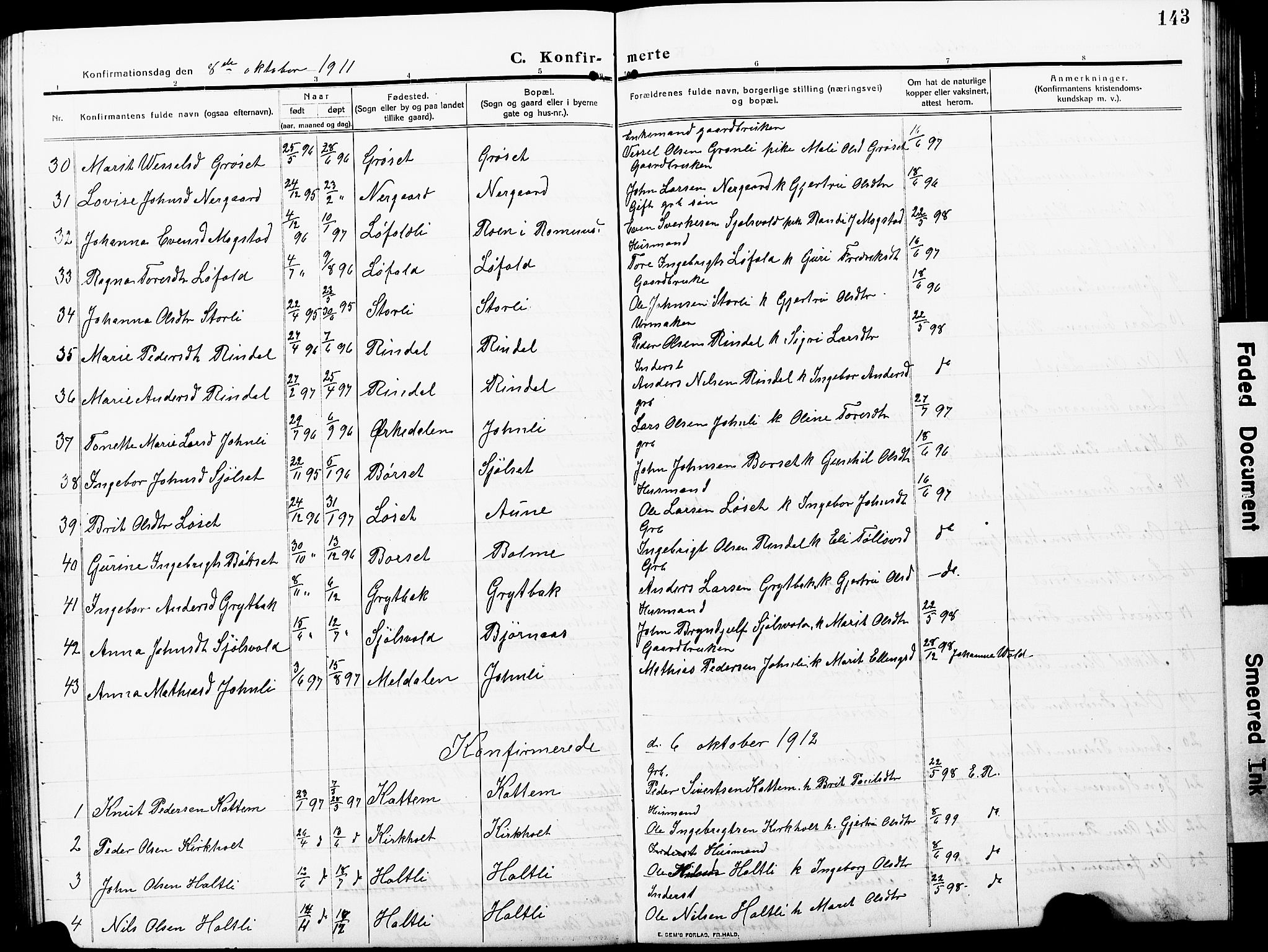 Ministerialprotokoller, klokkerbøker og fødselsregistre - Møre og Romsdal, AV/SAT-A-1454/598/L1079: Klokkerbok nr. 598C04, 1909-1927, s. 143