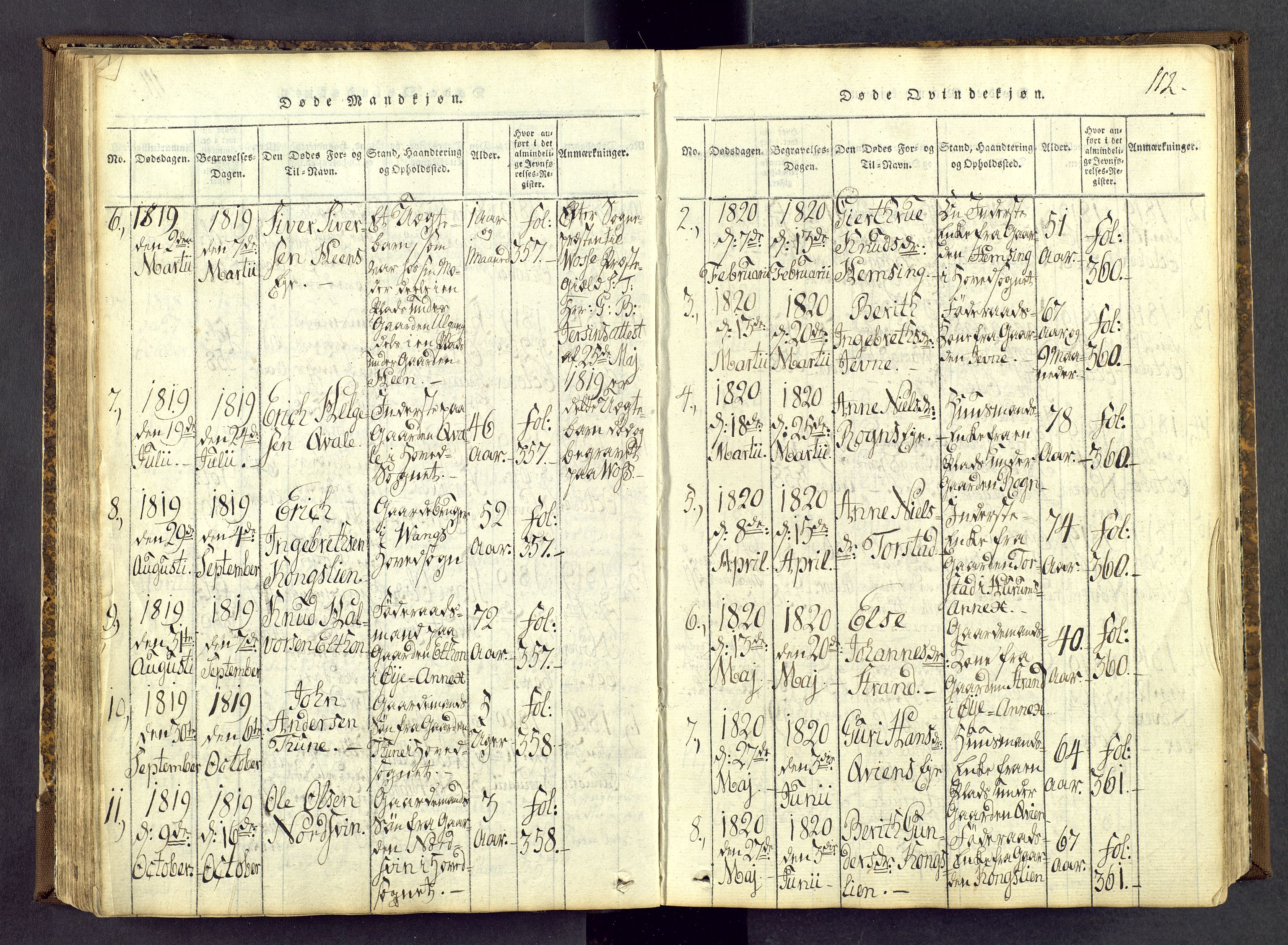 Vang prestekontor, Valdres, AV/SAH-PREST-140/H/Ha/L0004: Ministerialbok nr. 4, 1814-1831, s. 112