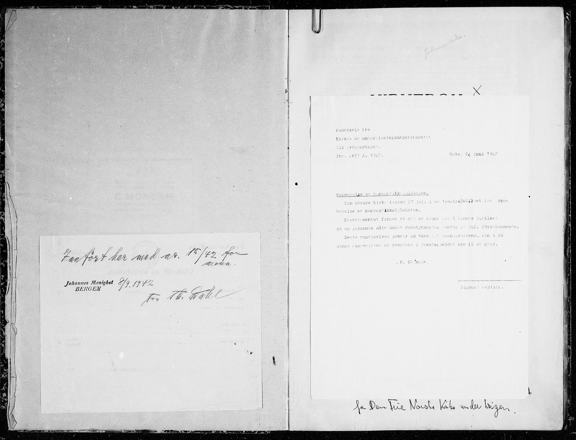 Johanneskirken Sokneprestembete, SAB/A-76001/H/Haa: Ministerialbok nr. H 1, 1942-1945