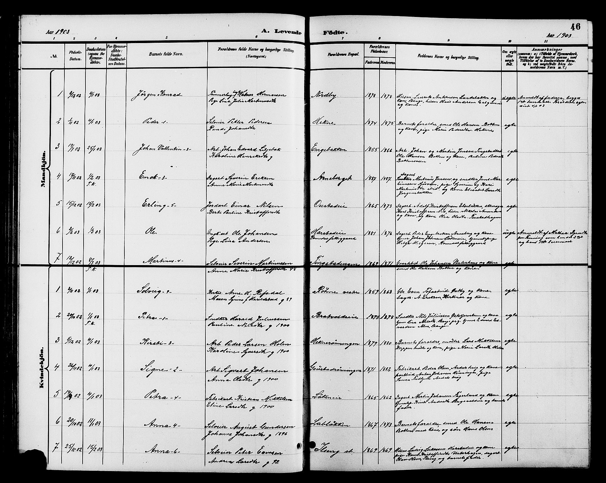 Romedal prestekontor, AV/SAH-PREST-004/L/L0012: Klokkerbok nr. 12, 1896-1914, s. 46
