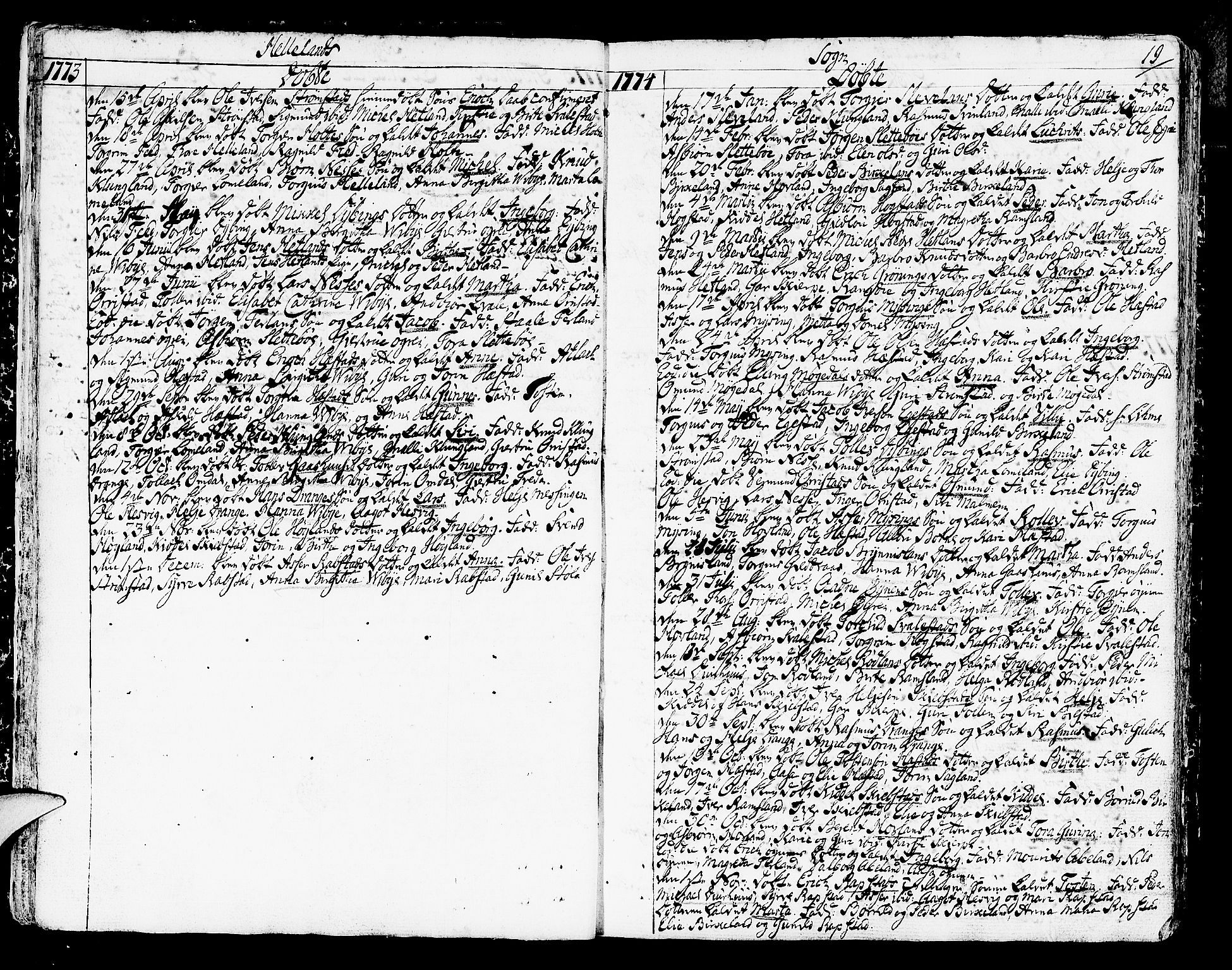 Helleland sokneprestkontor, SAST/A-101810: Ministerialbok nr. A 2 /1, 1762-1791, s. 19