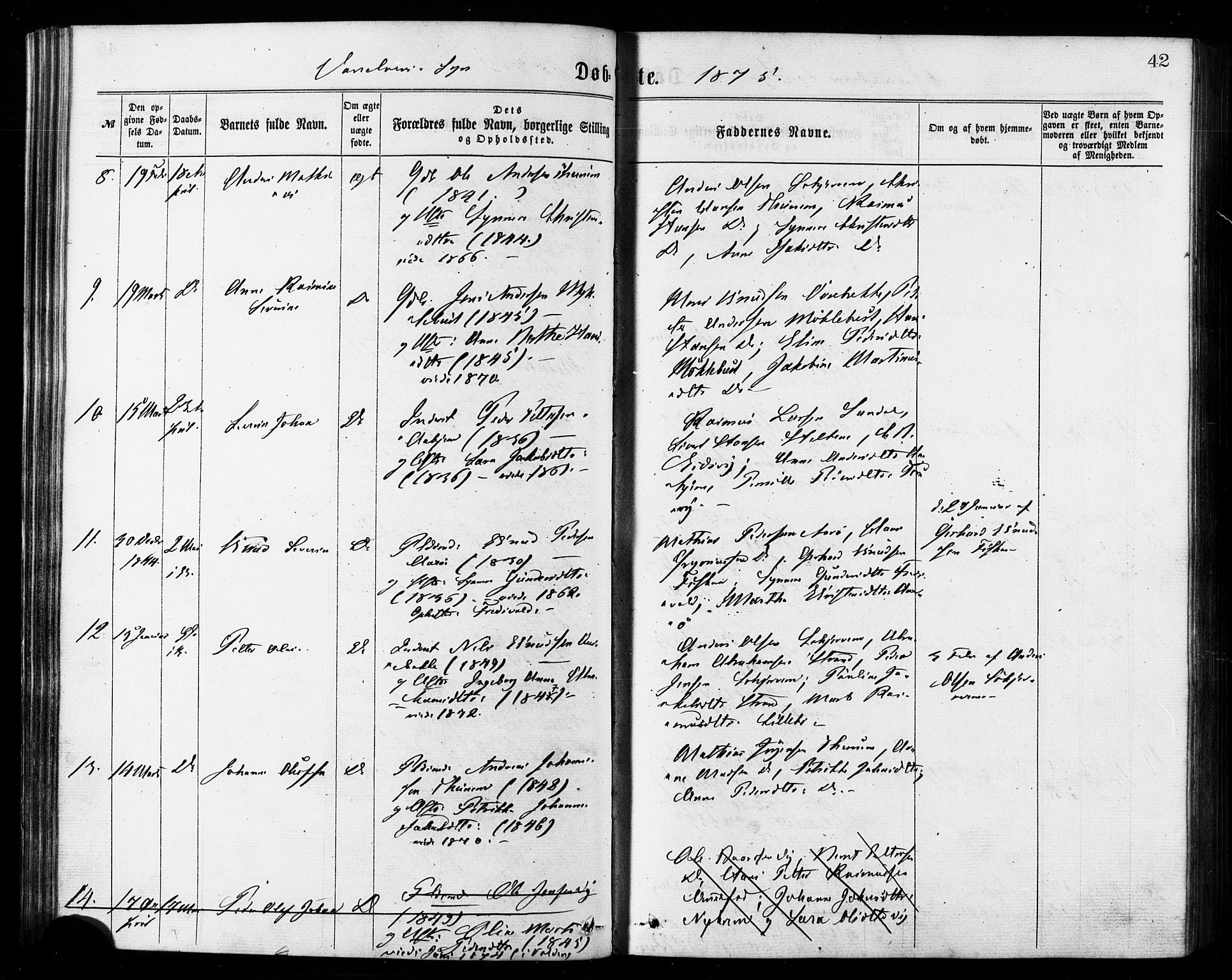 Ministerialprotokoller, klokkerbøker og fødselsregistre - Møre og Romsdal, AV/SAT-A-1454/501/L0007: Ministerialbok nr. 501A07, 1868-1884, s. 42