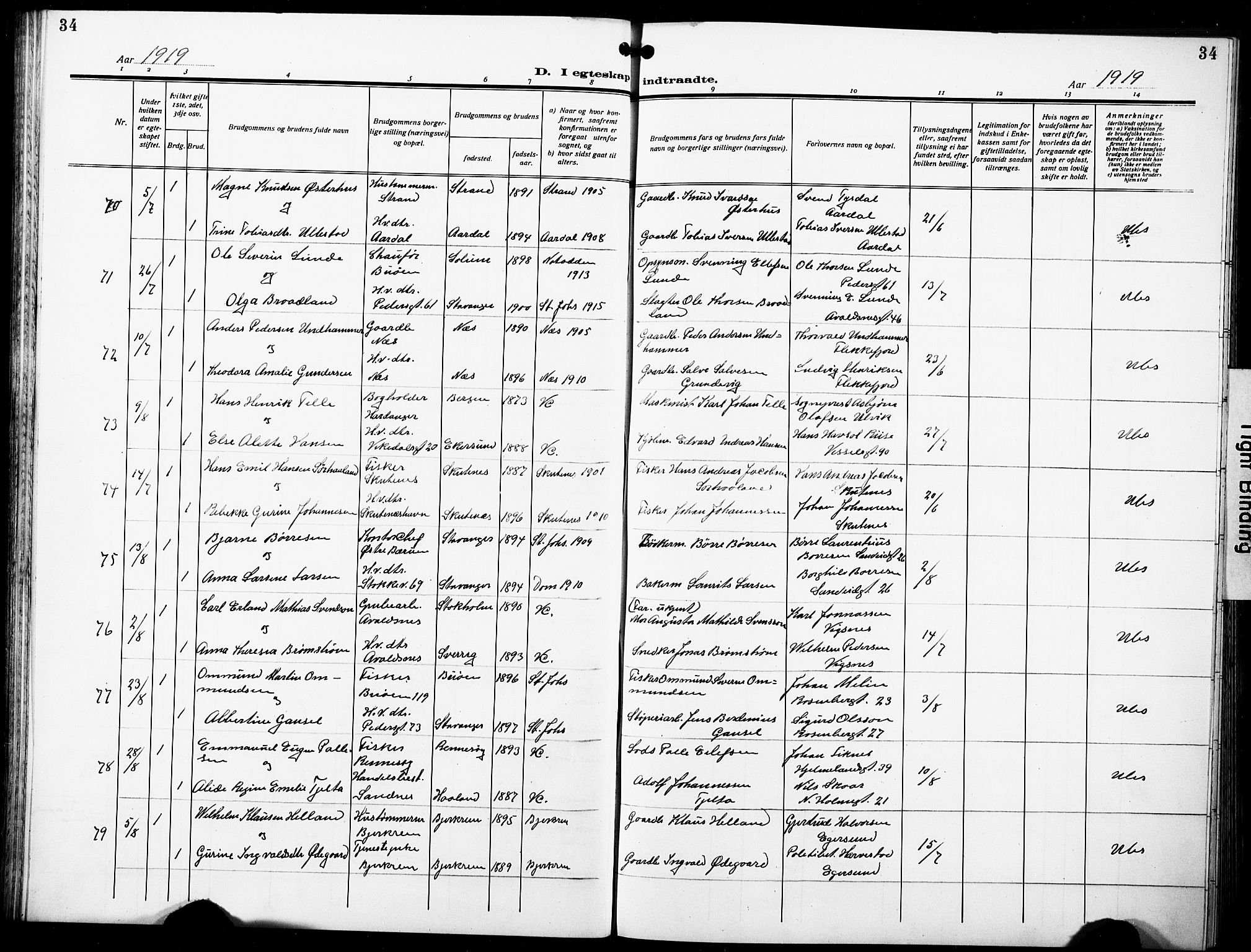 St. Johannes sokneprestkontor, AV/SAST-A-101814/001/30/30BB/L0007: Klokkerbok nr. B 7, 1917-1932, s. 34