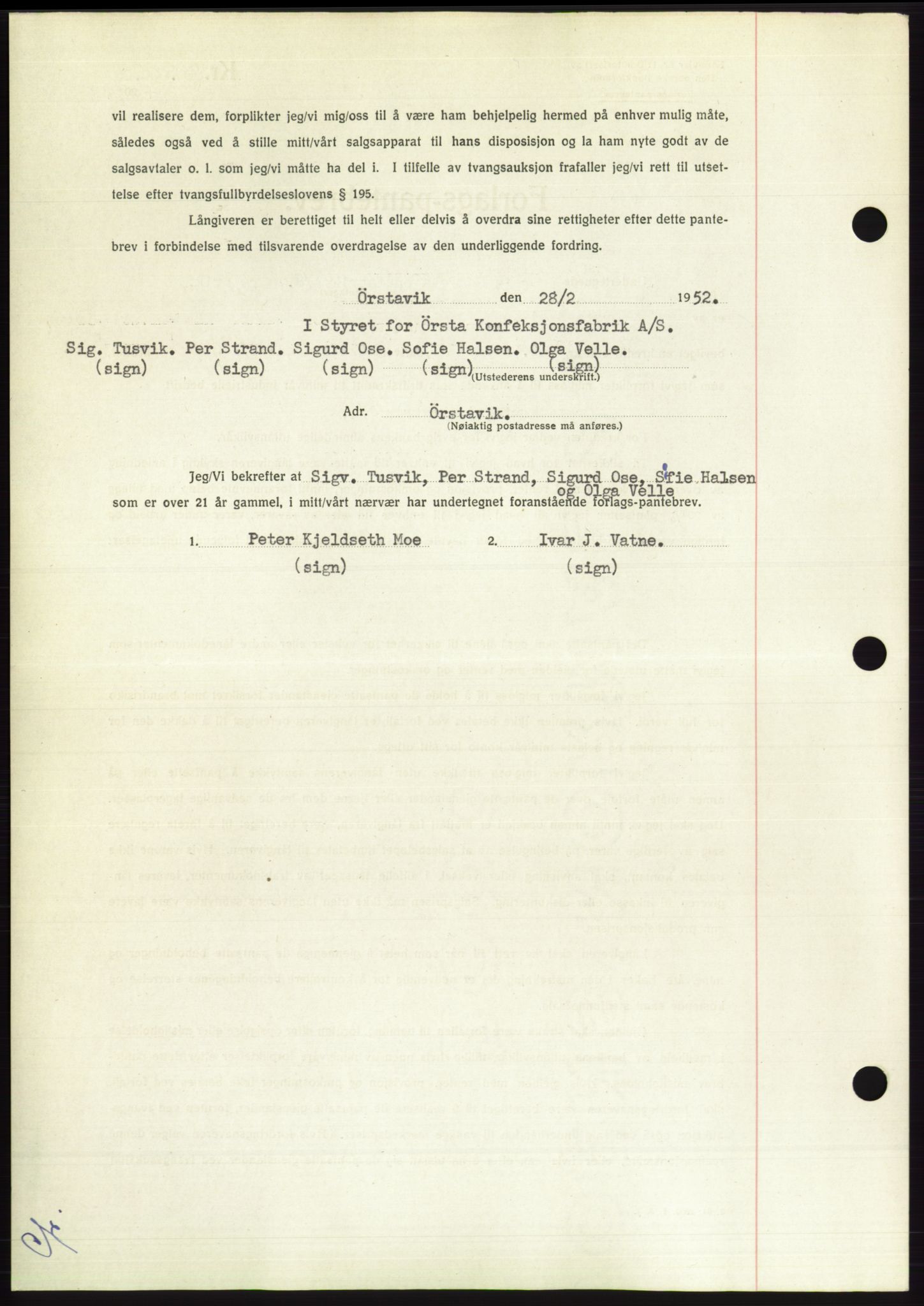 Søre Sunnmøre sorenskriveri, AV/SAT-A-4122/1/2/2C/L0121: Pantebok nr. 9B, 1951-1952, Dagboknr: 471/1952