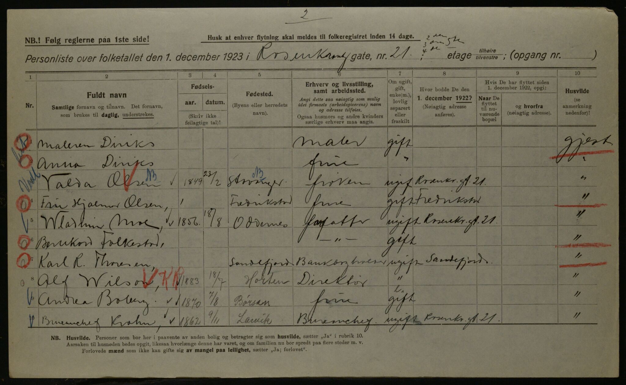 OBA, Kommunal folketelling 1.12.1923 for Kristiania, 1923, s. 92860